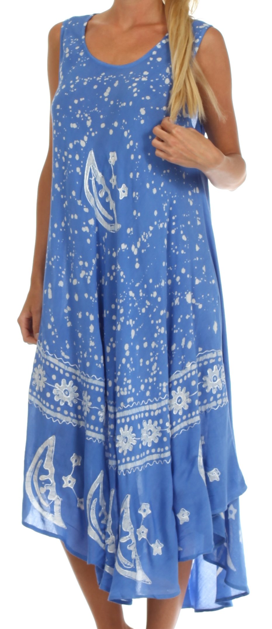Sakkas Moon and Stars Batik Caftan Tank Dress / Cover Up - Concordia Style Boutique