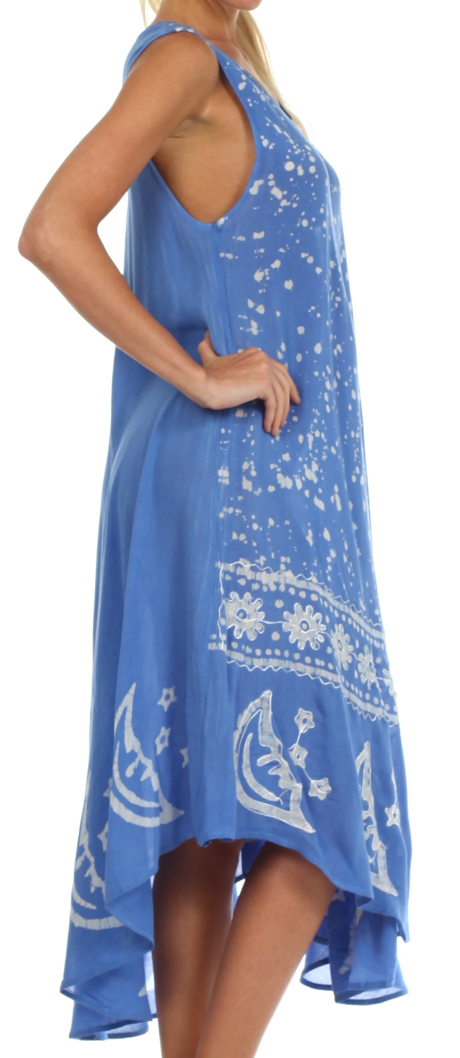 Sakkas Moon and Stars Batik Caftan Tank Dress / Cover Up - Concordia Style Boutique