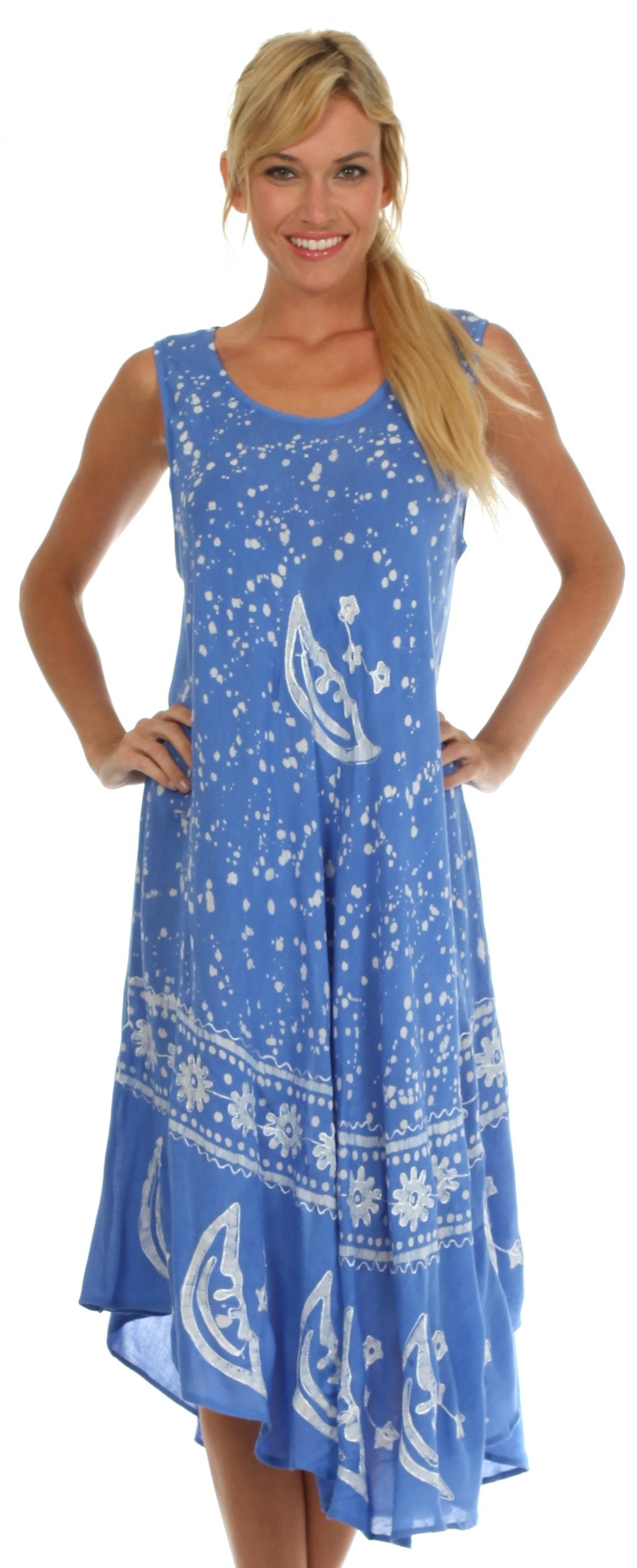 Sakkas Moon and Stars Batik Caftan Tank Dress / Cover Up - Concordia Style Boutique