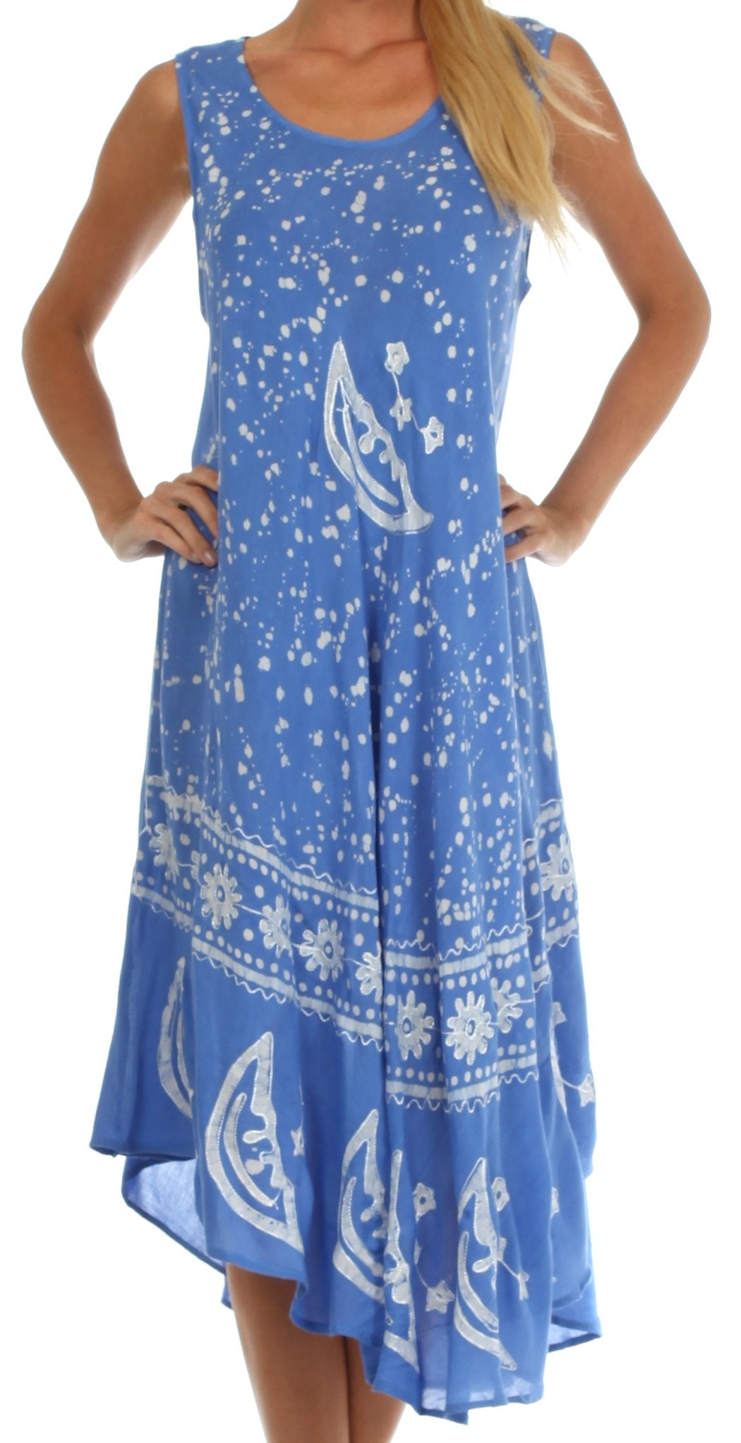 Sakkas Moon and Stars Batik Caftan Tank Dress / Cover Up - Concordia Style Boutique