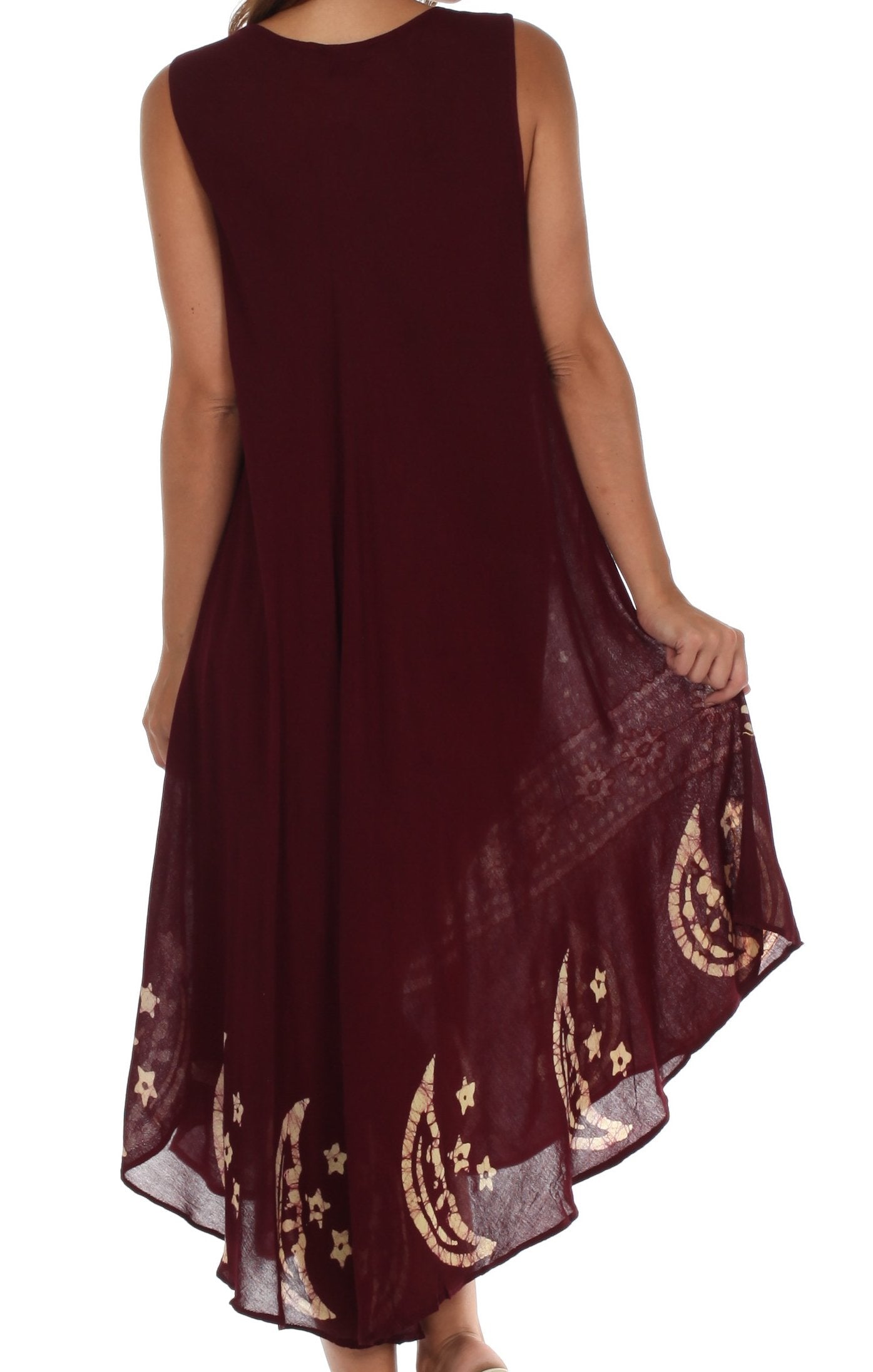 Sakkas Moon and Stars Batik Caftan Tank Dress / Cover Up - Concordia Style Boutique