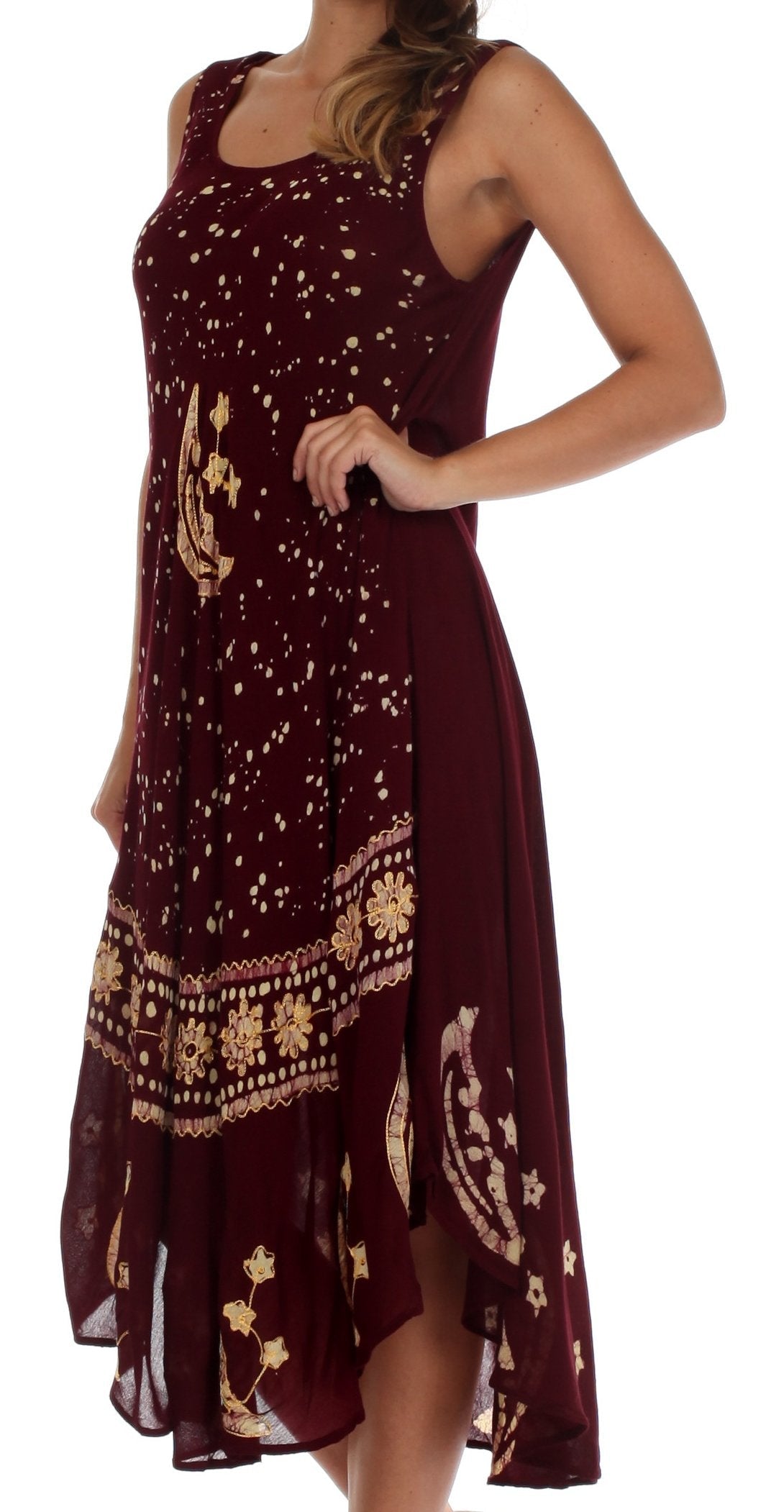 Sakkas Moon and Stars Batik Caftan Tank Dress / Cover Up - Concordia Style Boutique