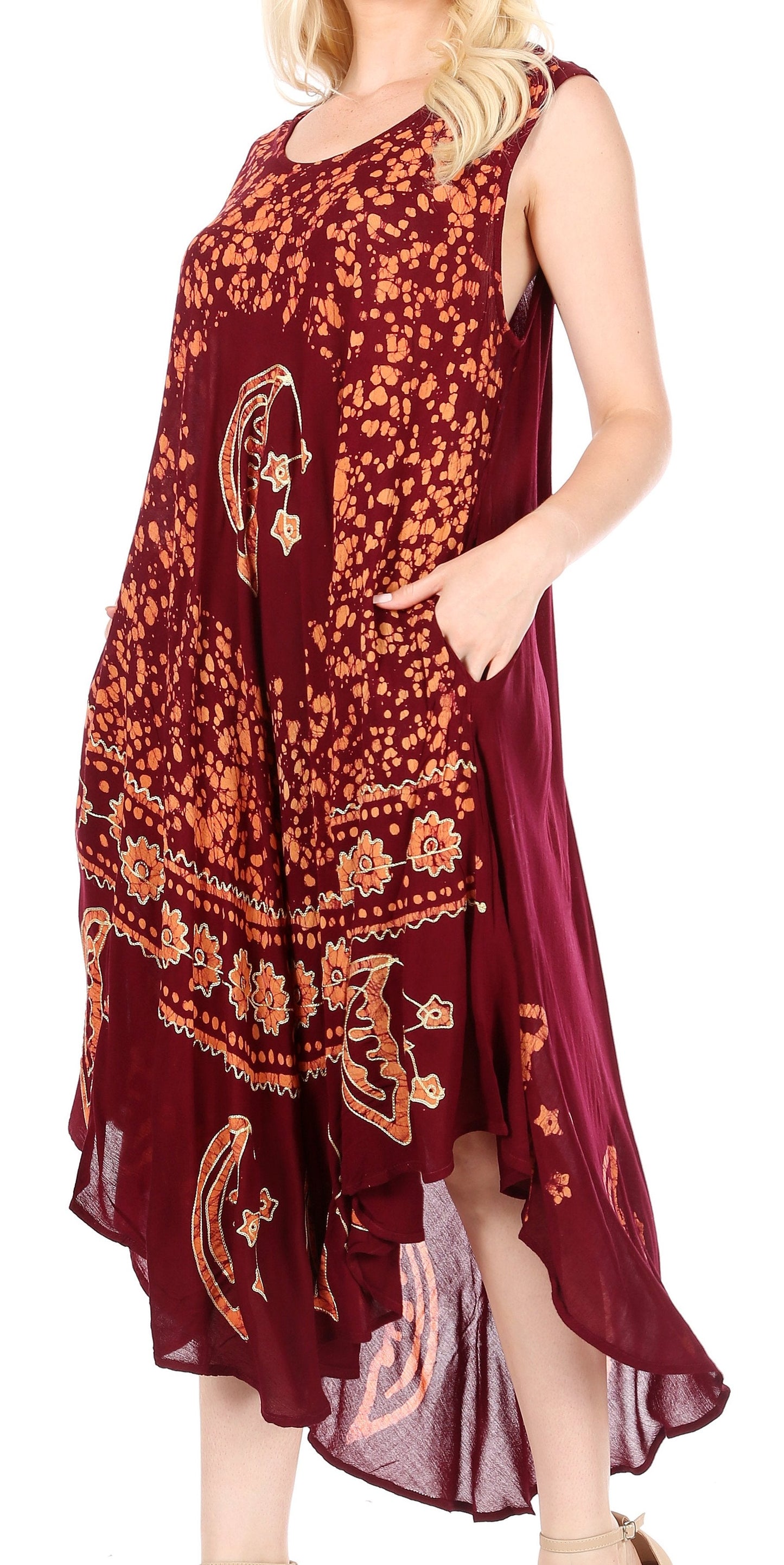 Sakkas Moon and Stars Batik Caftan Tank Dress / Cover Up - Concordia Style Boutique