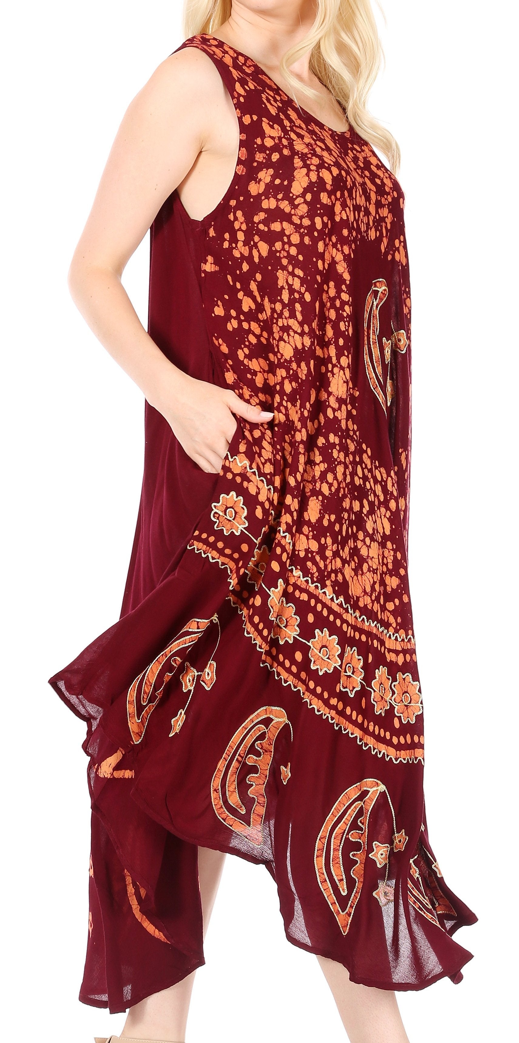 Sakkas Moon and Stars Batik Caftan Tank Dress / Cover Up - Concordia Style Boutique