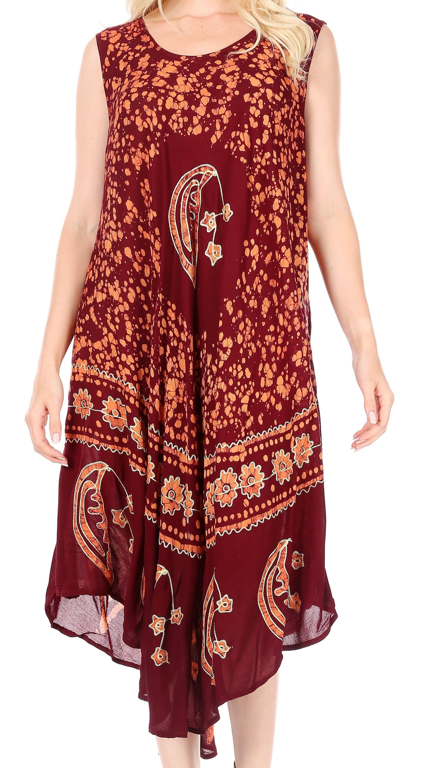 Sakkas Moon and Stars Batik Caftan Tank Dress / Cover Up - Concordia Style Boutique