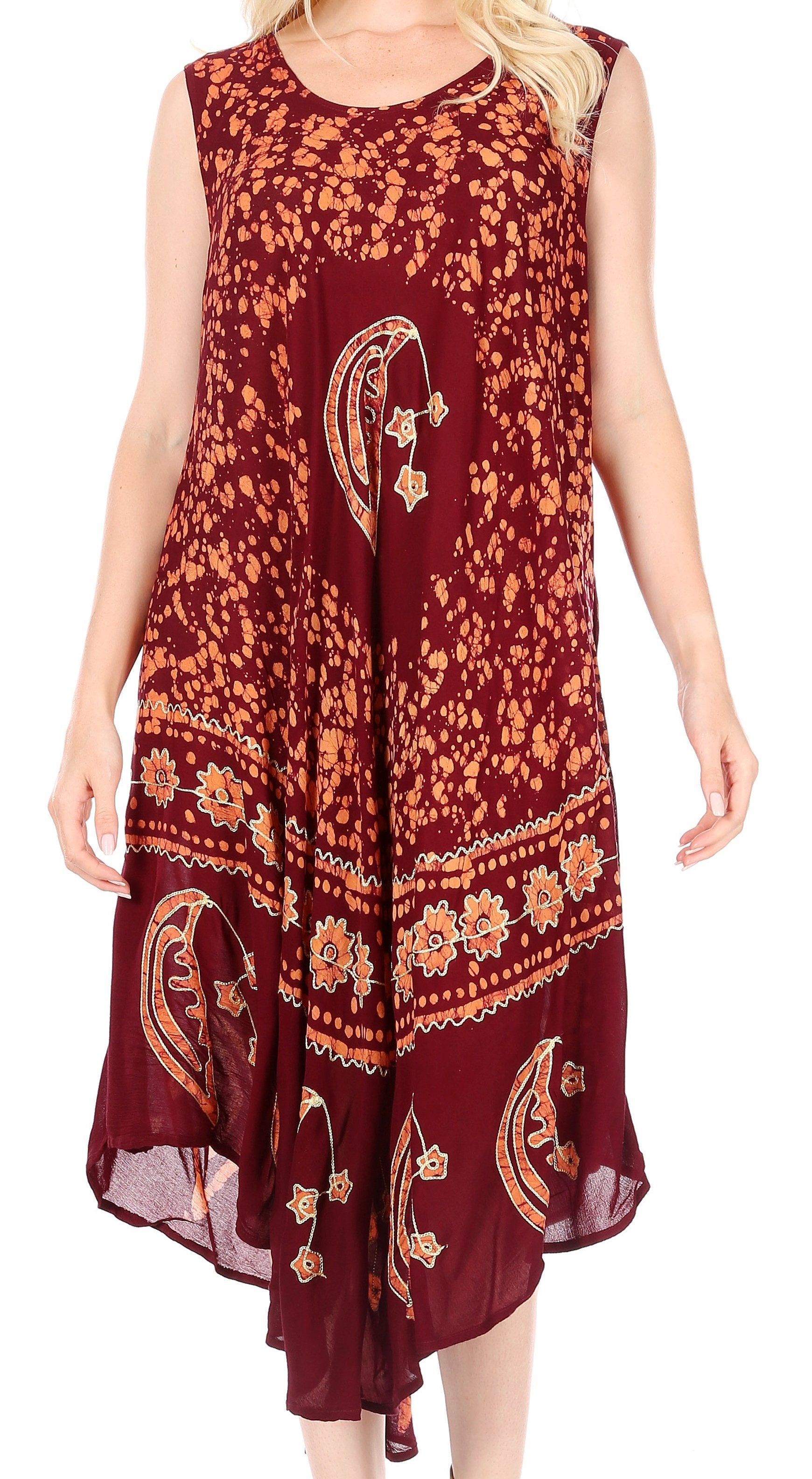 Sakkas Moon and Stars Batik Caftan Tank Dress / Cover Up - Concordia Style Boutique