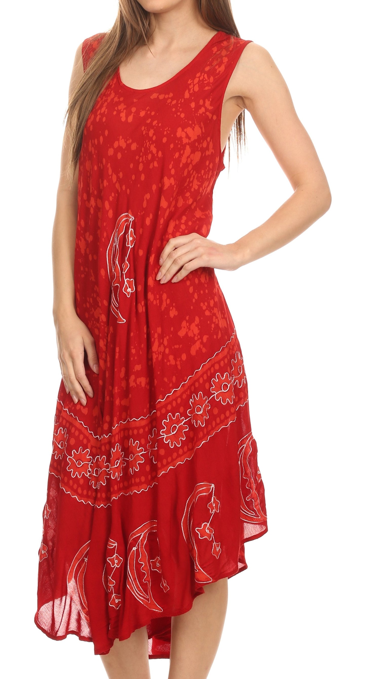 Sakkas Moon and Stars Batik Caftan Tank Dress / Cover Up - Concordia Style Boutique