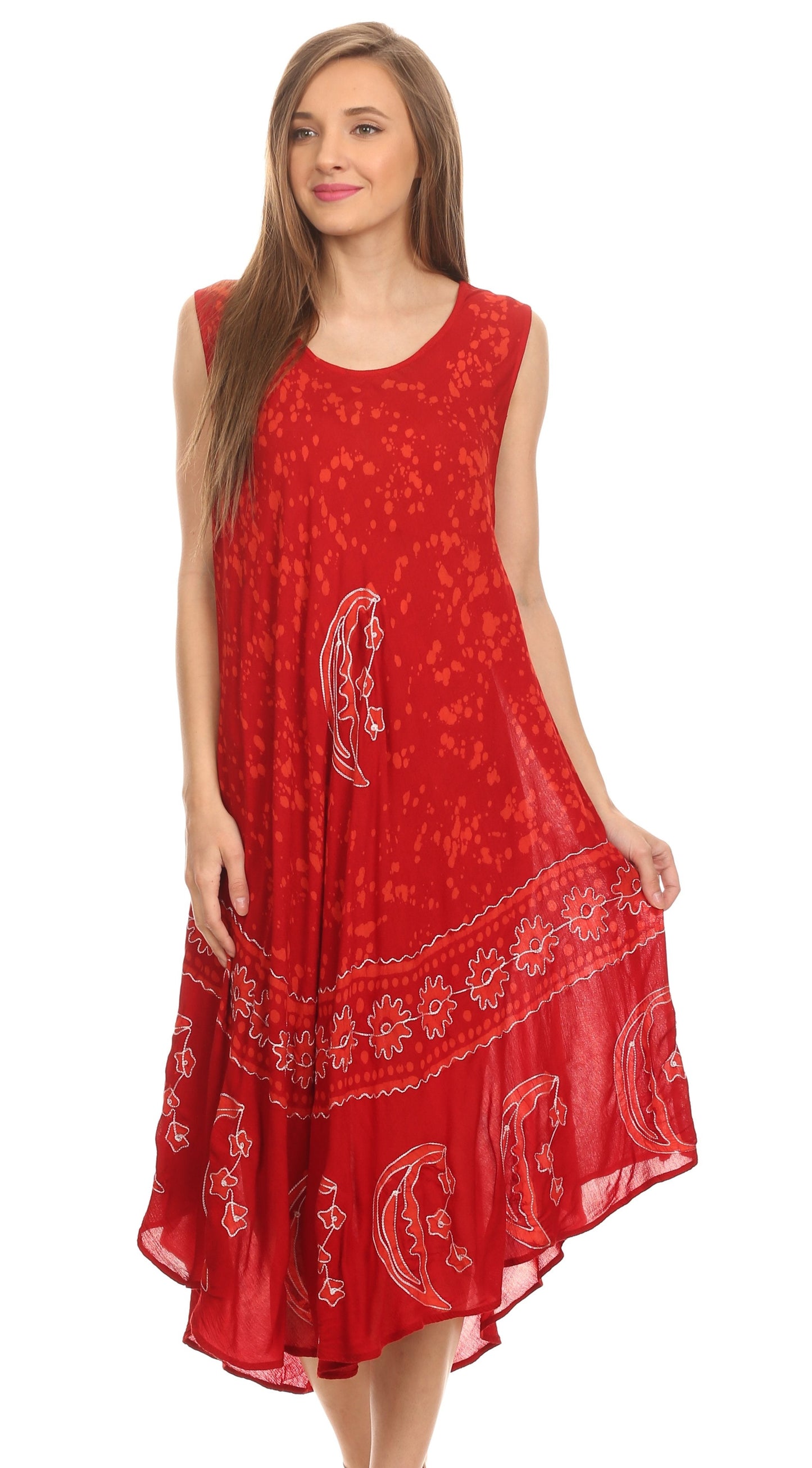 Sakkas Moon and Stars Batik Caftan Tank Dress / Cover Up - Concordia Style Boutique