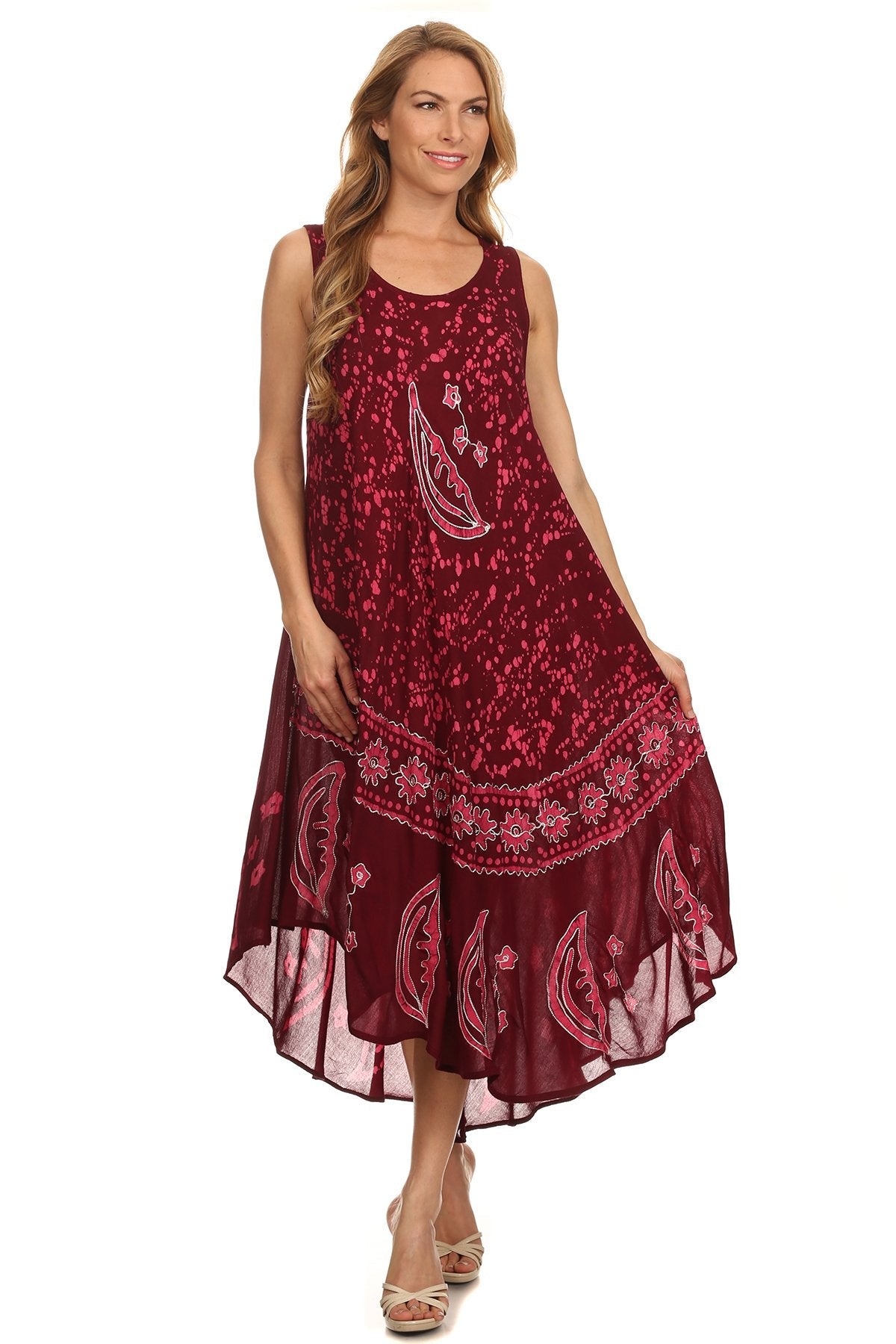 Sakkas Moon and Stars Batik Caftan Tank Dress / Cover Up - Concordia Style Boutique