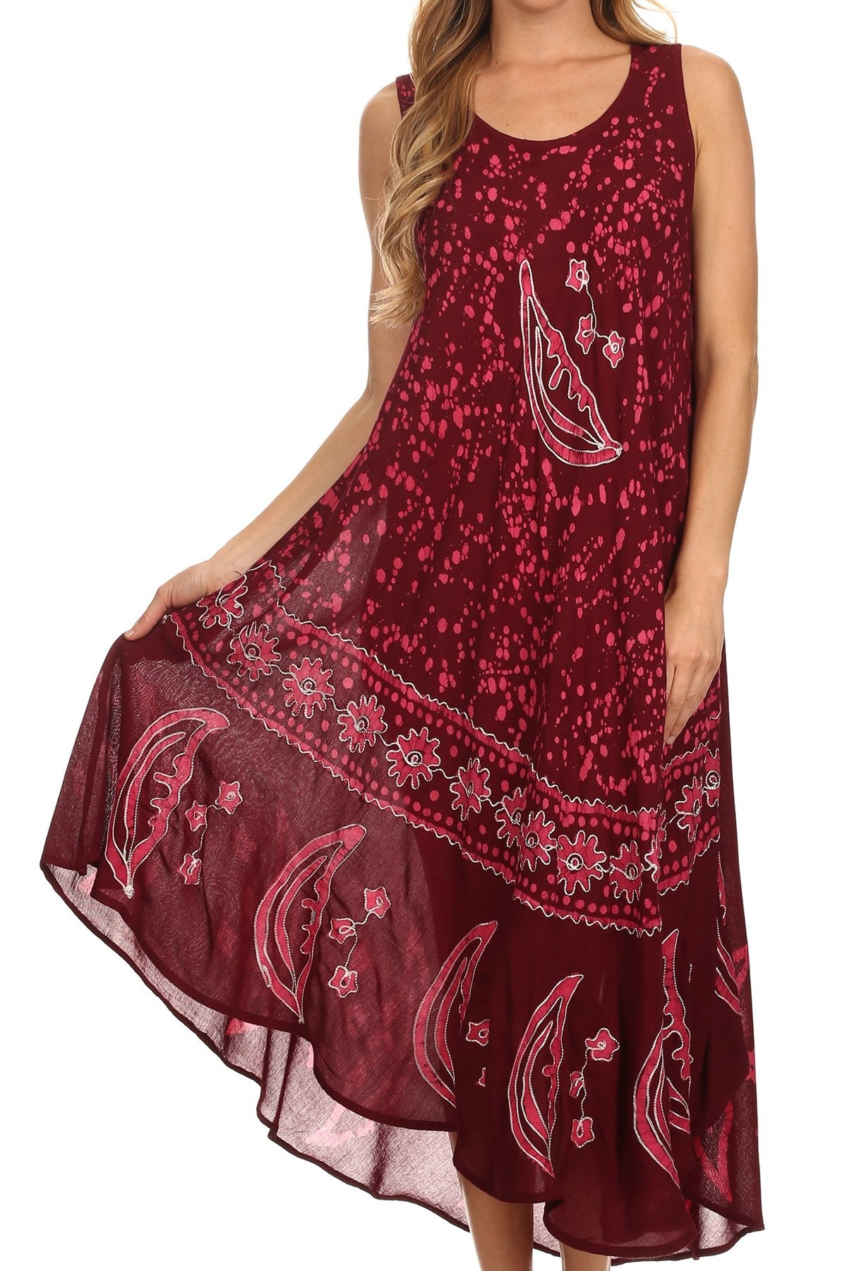 Sakkas Moon and Stars Batik Caftan Tank Dress / Cover Up - Concordia Style Boutique