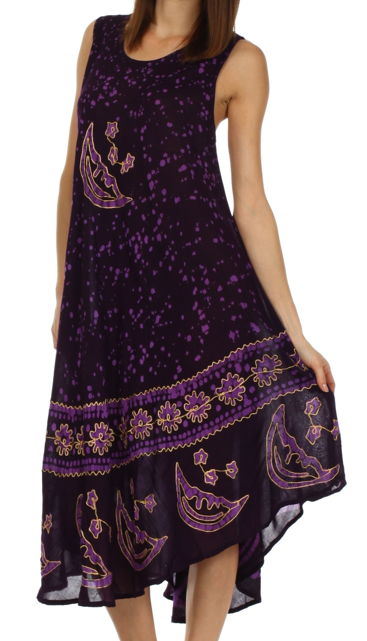 Sakkas Moon and Stars Batik Caftan Tank Dress / Cover Up - Concordia Style Boutique