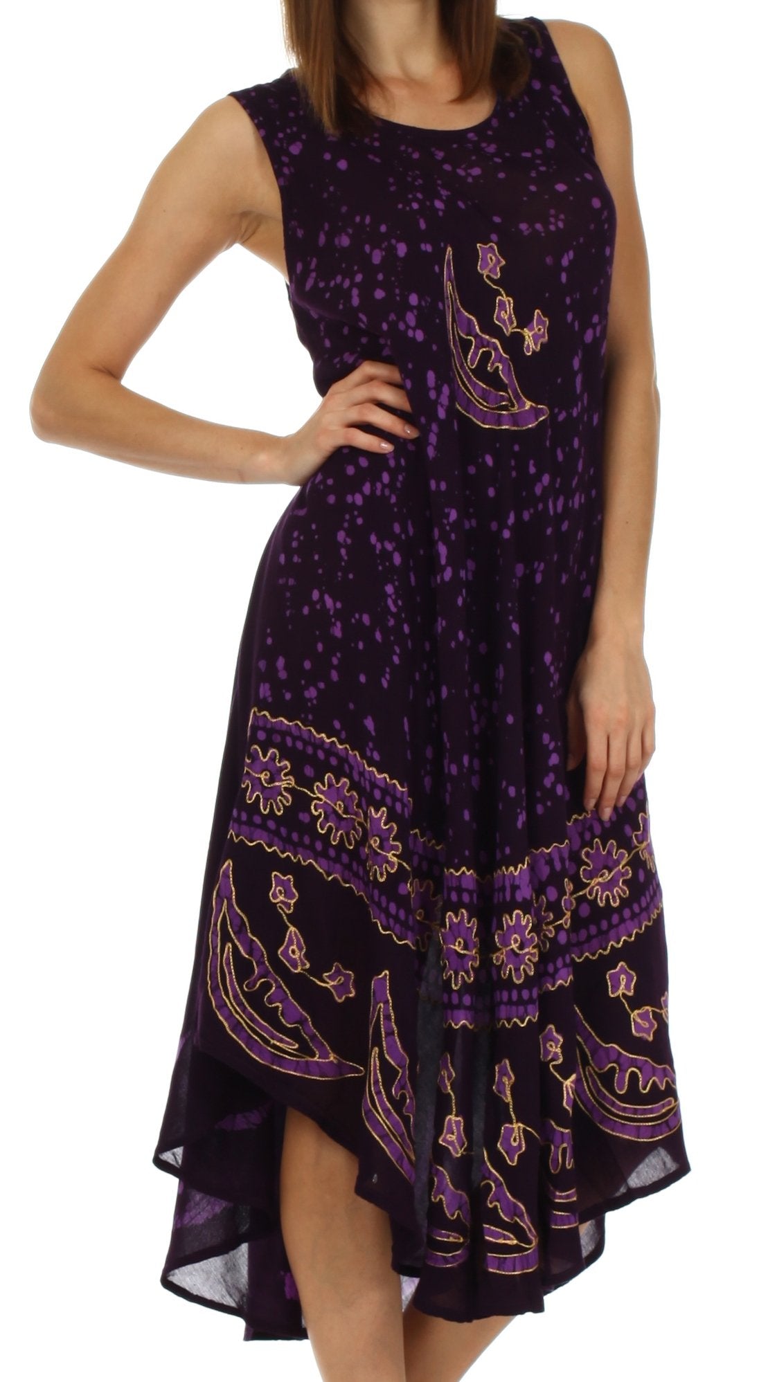 Sakkas Moon and Stars Batik Caftan Tank Dress / Cover Up - Concordia Style Boutique