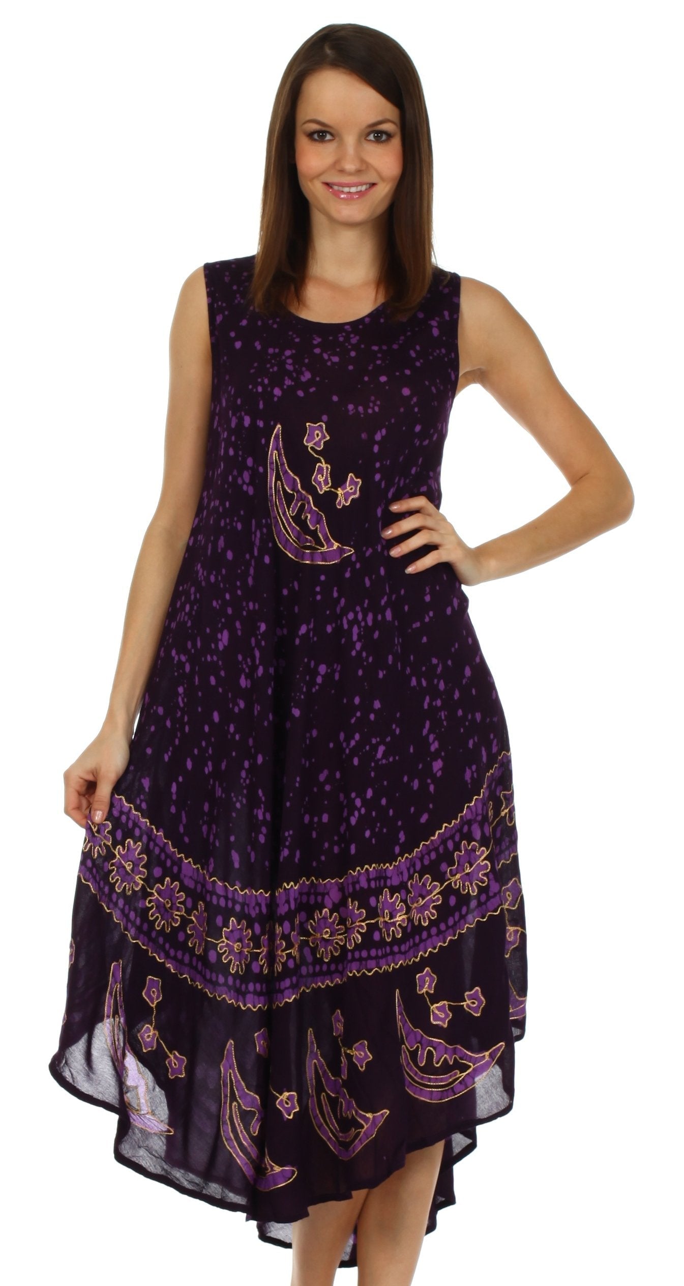 Sakkas Moon and Stars Batik Caftan Tank Dress / Cover Up - Concordia Style Boutique