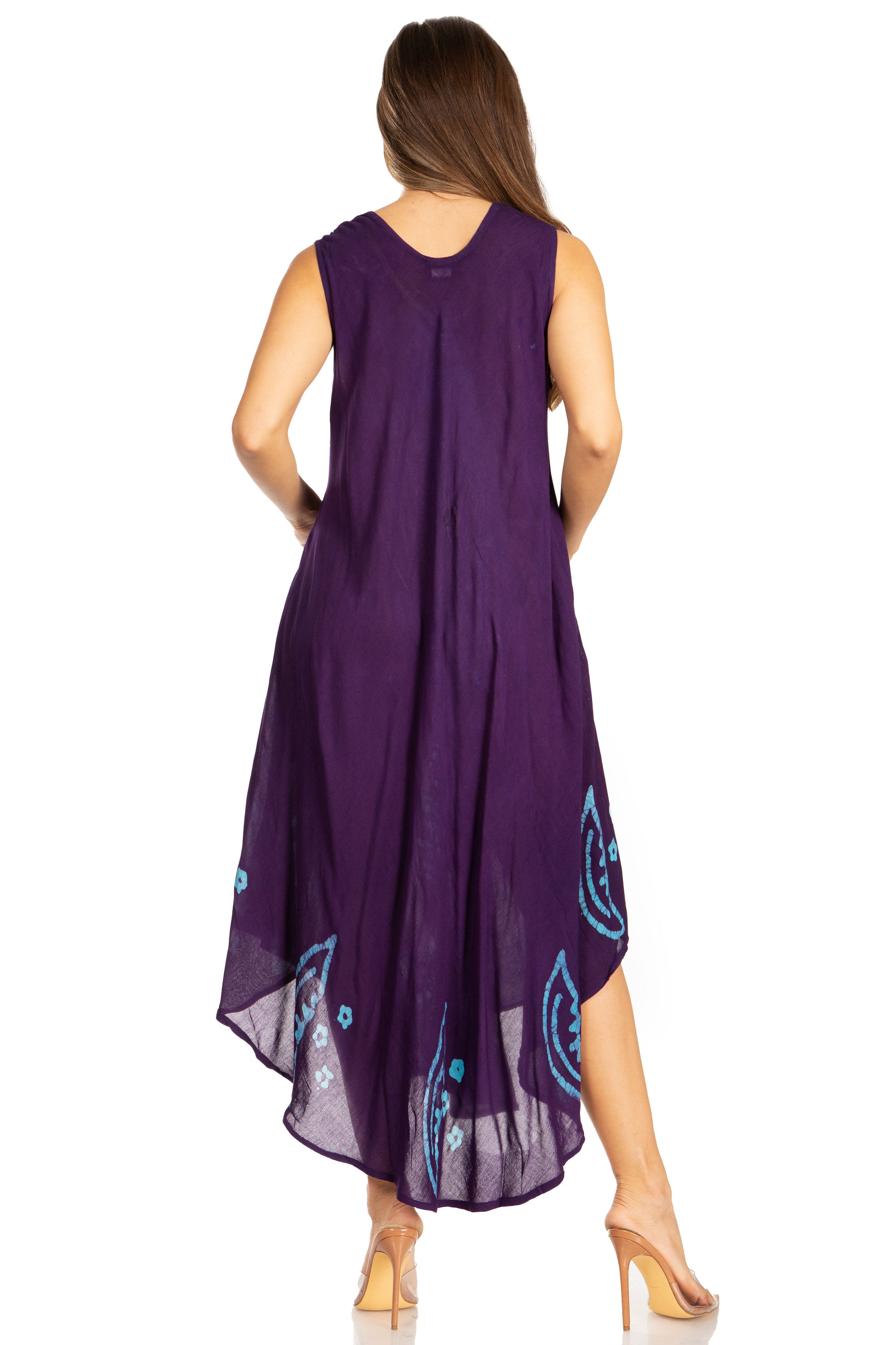 Sakkas Moon and Stars Batik Caftan Tank Dress / Cover Up - Concordia Style Boutique