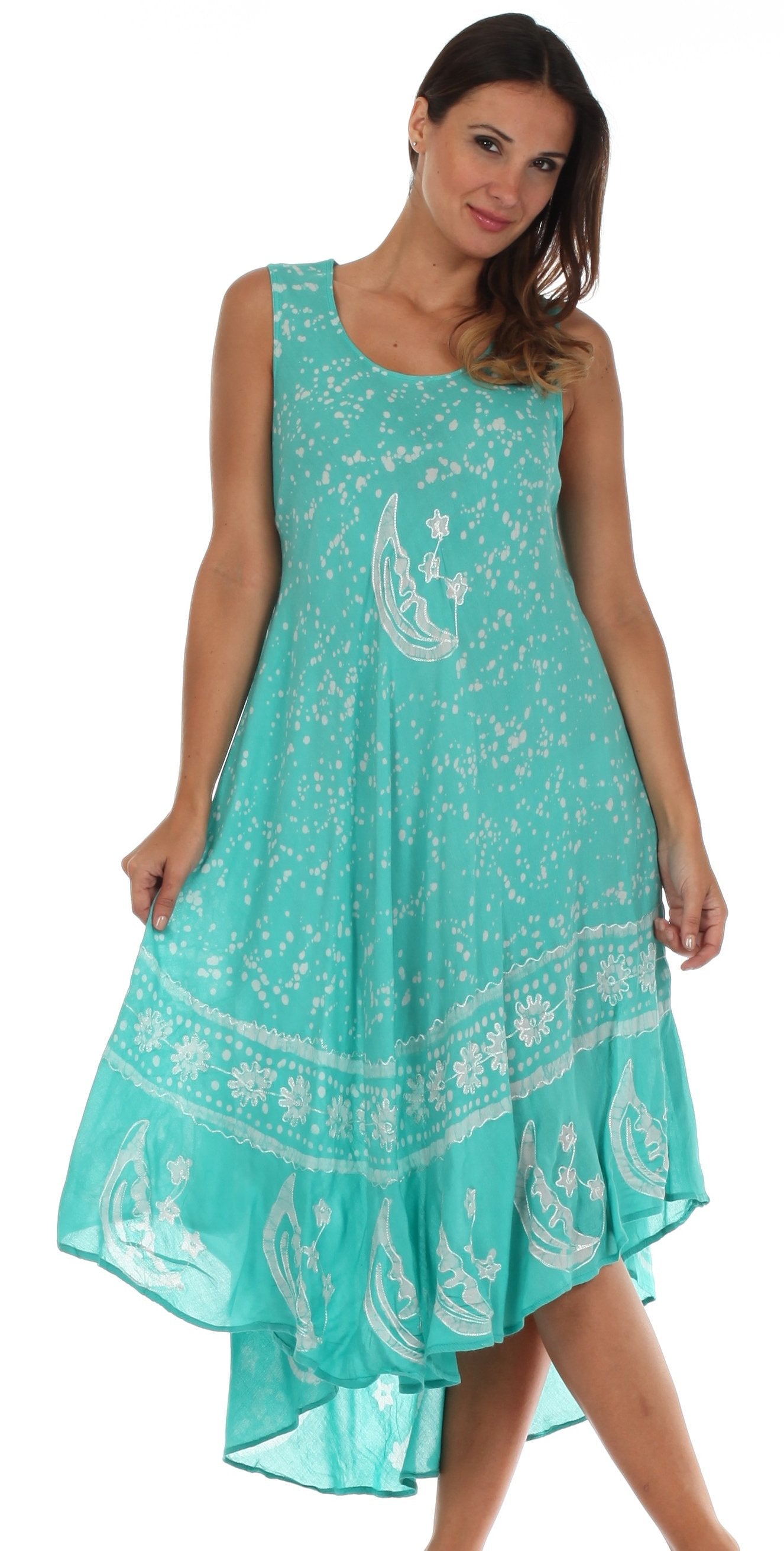 Sakkas Moon and Stars Batik Caftan Tank Dress / Cover Up - Concordia Style Boutique