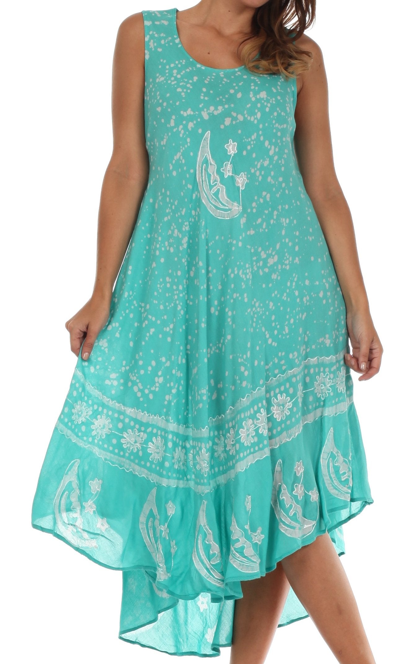 Sakkas Moon and Stars Batik Caftan Tank Dress / Cover Up - Concordia Style Boutique