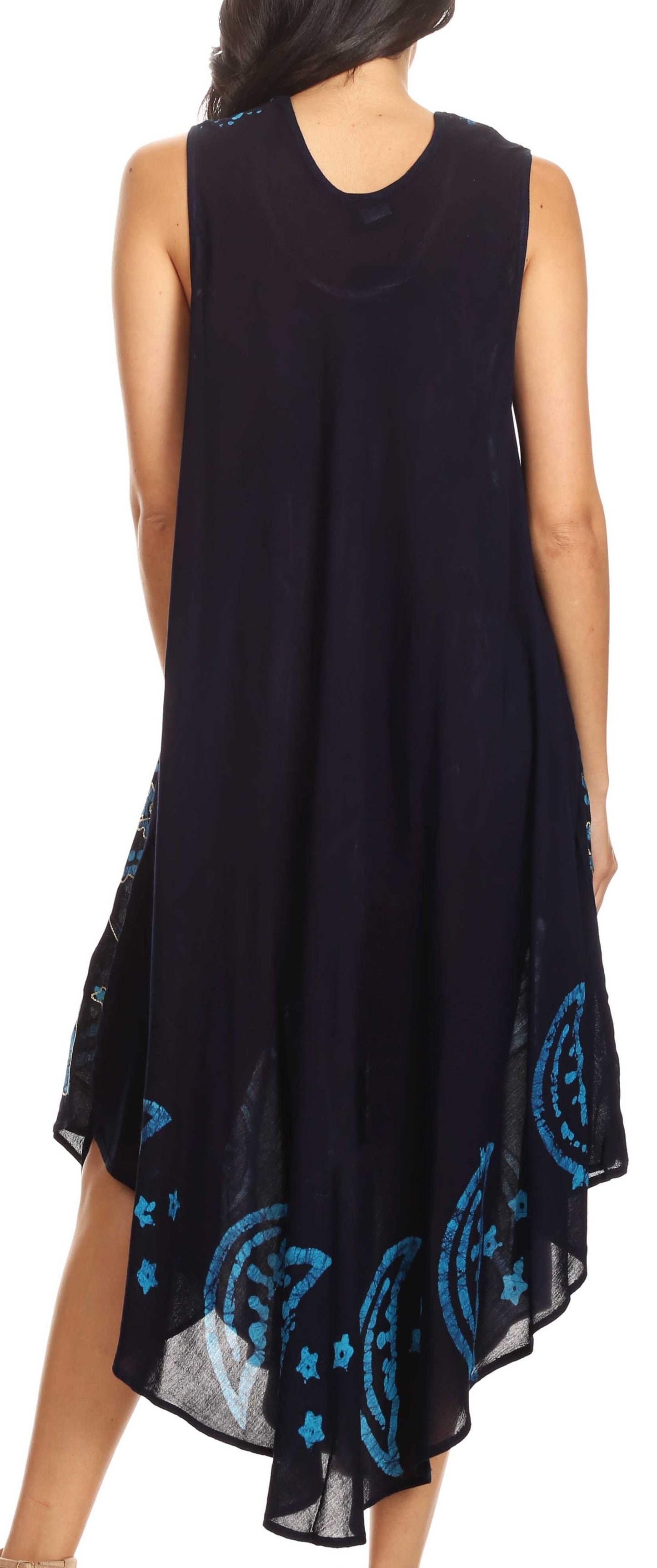 Sakkas Moon and Stars Batik Caftan Tank Dress / Cover Up - Concordia Style Boutique