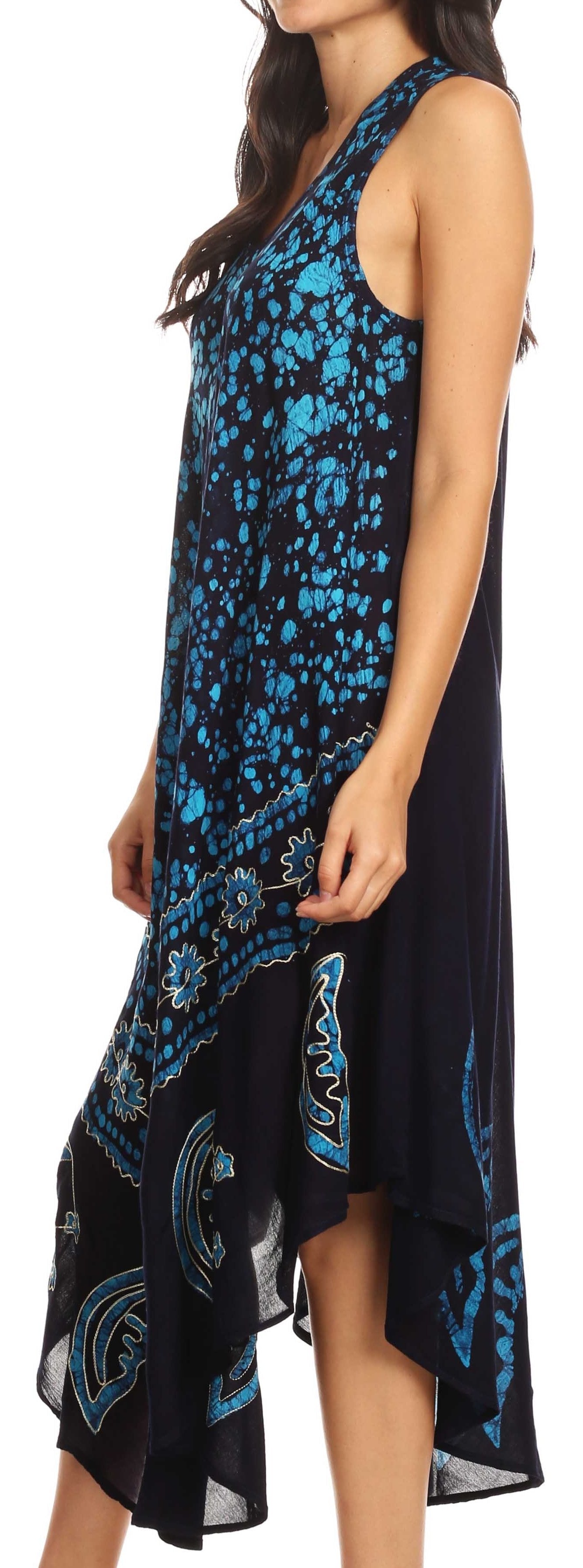 Sakkas Moon and Stars Batik Caftan Tank Dress / Cover Up - Concordia Style Boutique