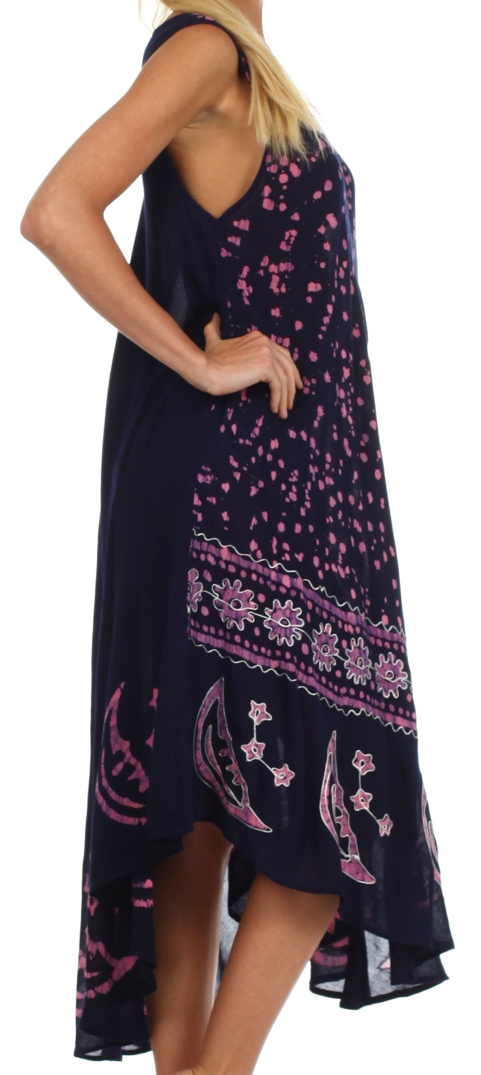 Sakkas Moon and Stars Batik Caftan Tank Dress / Cover Up - Concordia Style Boutique
