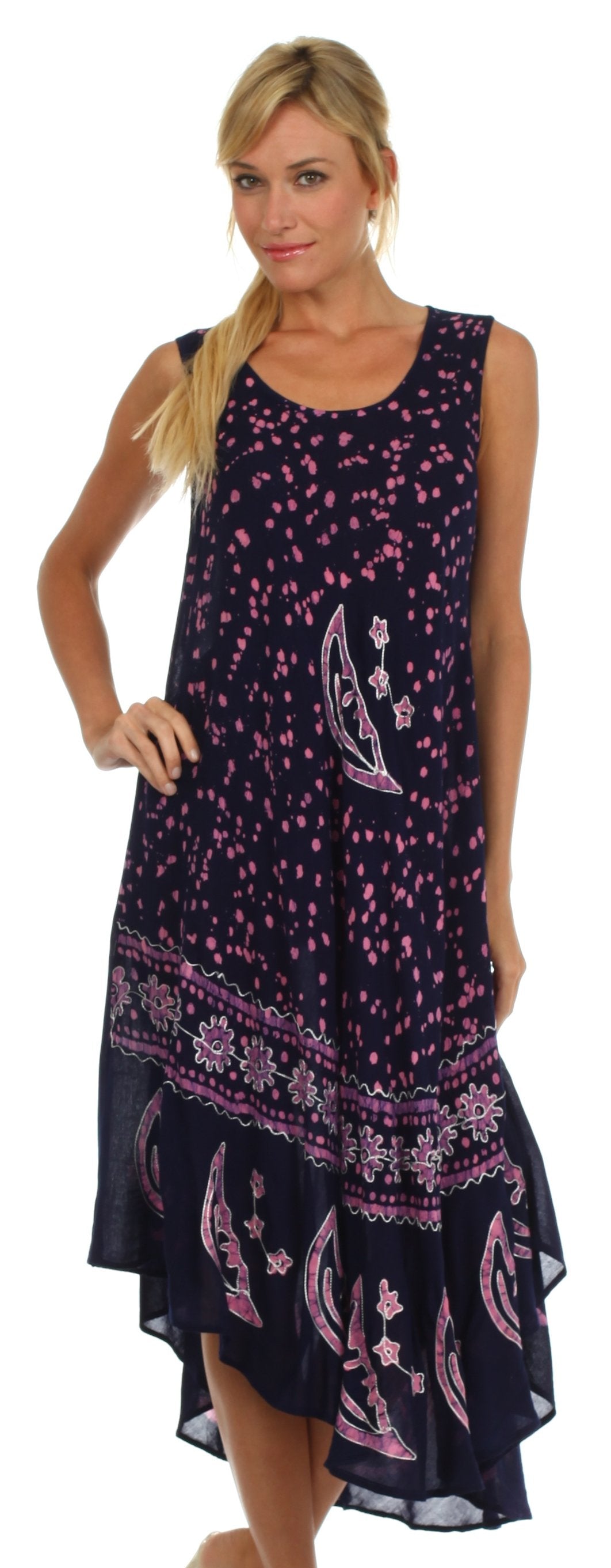 Sakkas Moon and Stars Batik Caftan Tank Dress / Cover Up - Concordia Style Boutique