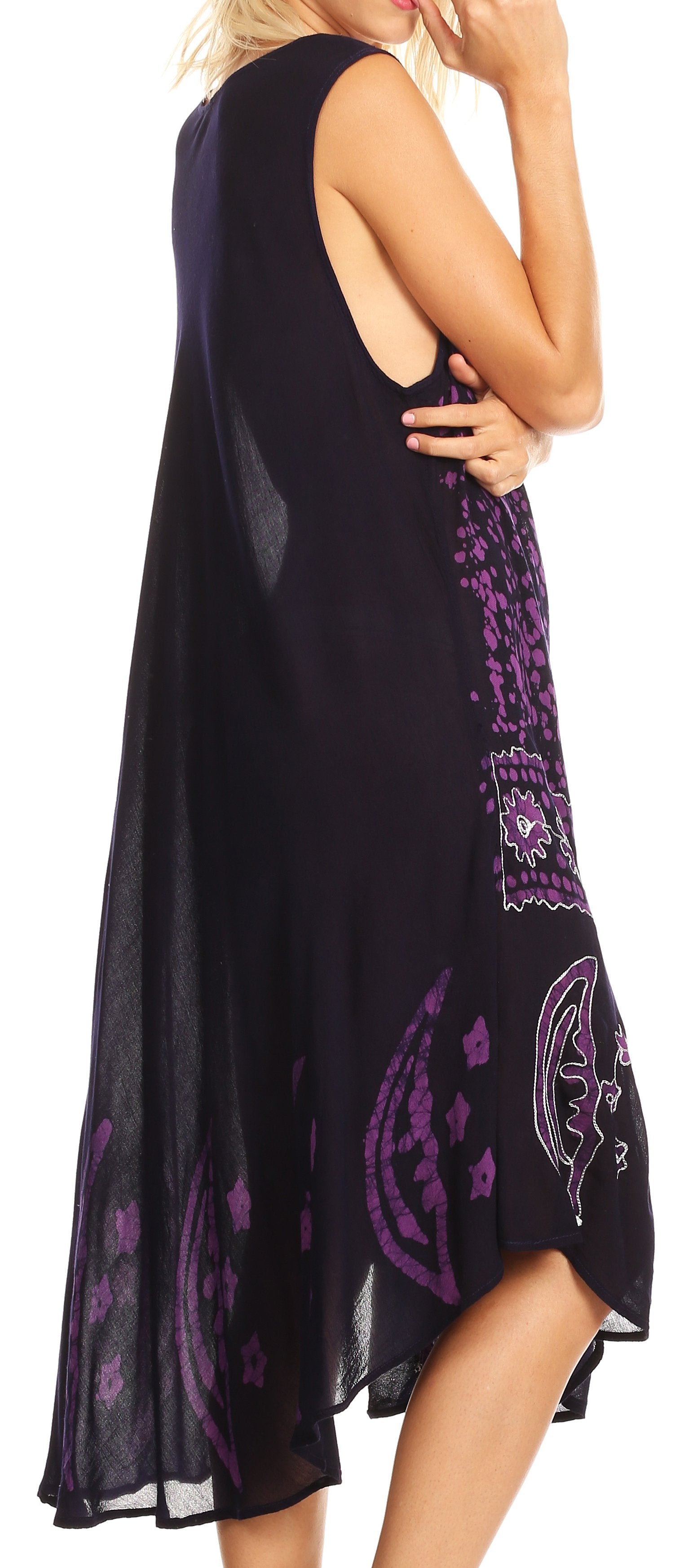 Sakkas Moon and Stars Batik Caftan Tank Dress / Cover Up - Concordia Style Boutique
