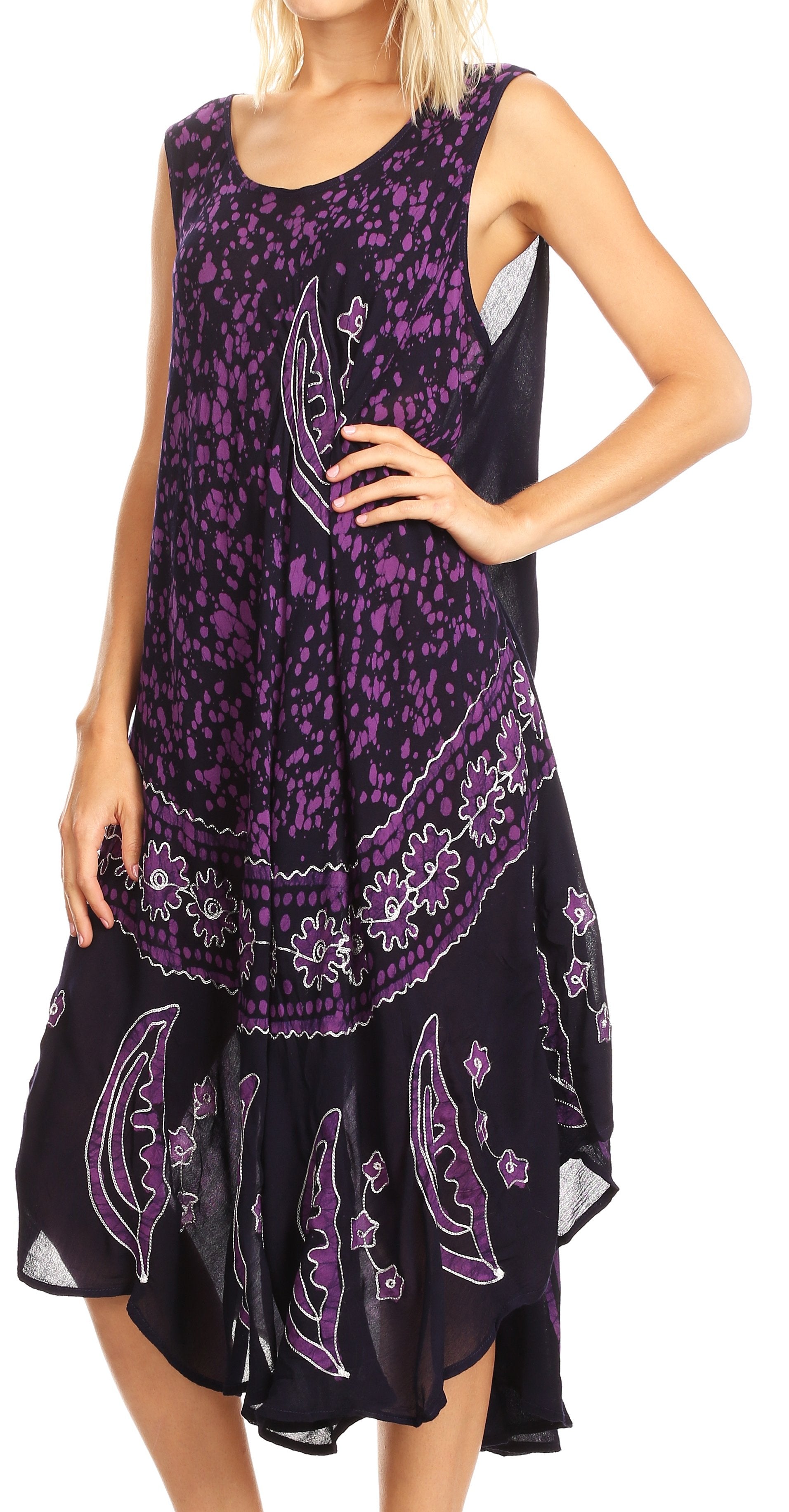 Sakkas Moon and Stars Batik Caftan Tank Dress / Cover Up - Concordia Style Boutique