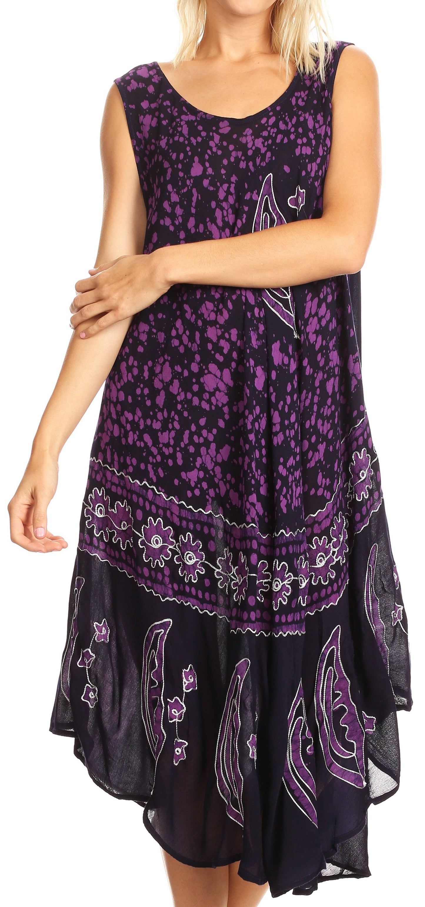 Sakkas Moon and Stars Batik Caftan Tank Dress / Cover Up - Concordia Style Boutique