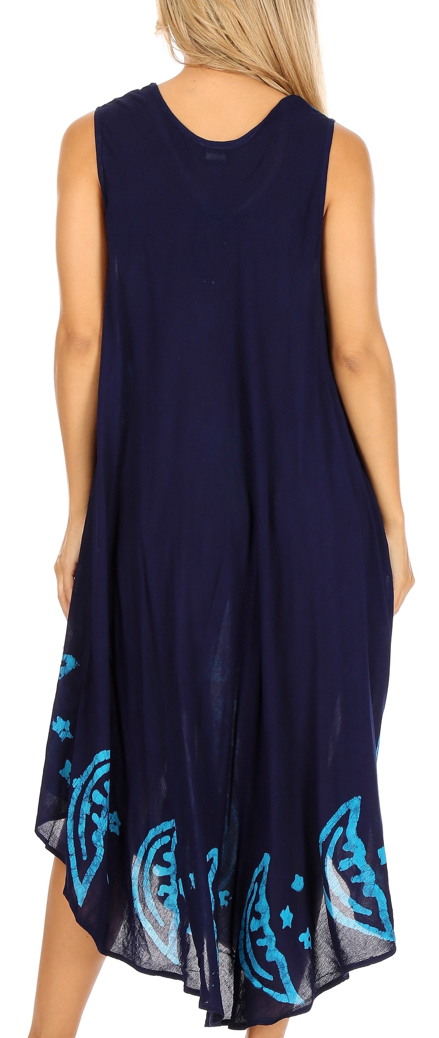 Sakkas Moon and Stars Batik Caftan Tank Dress / Cover Up - Concordia Style Boutique