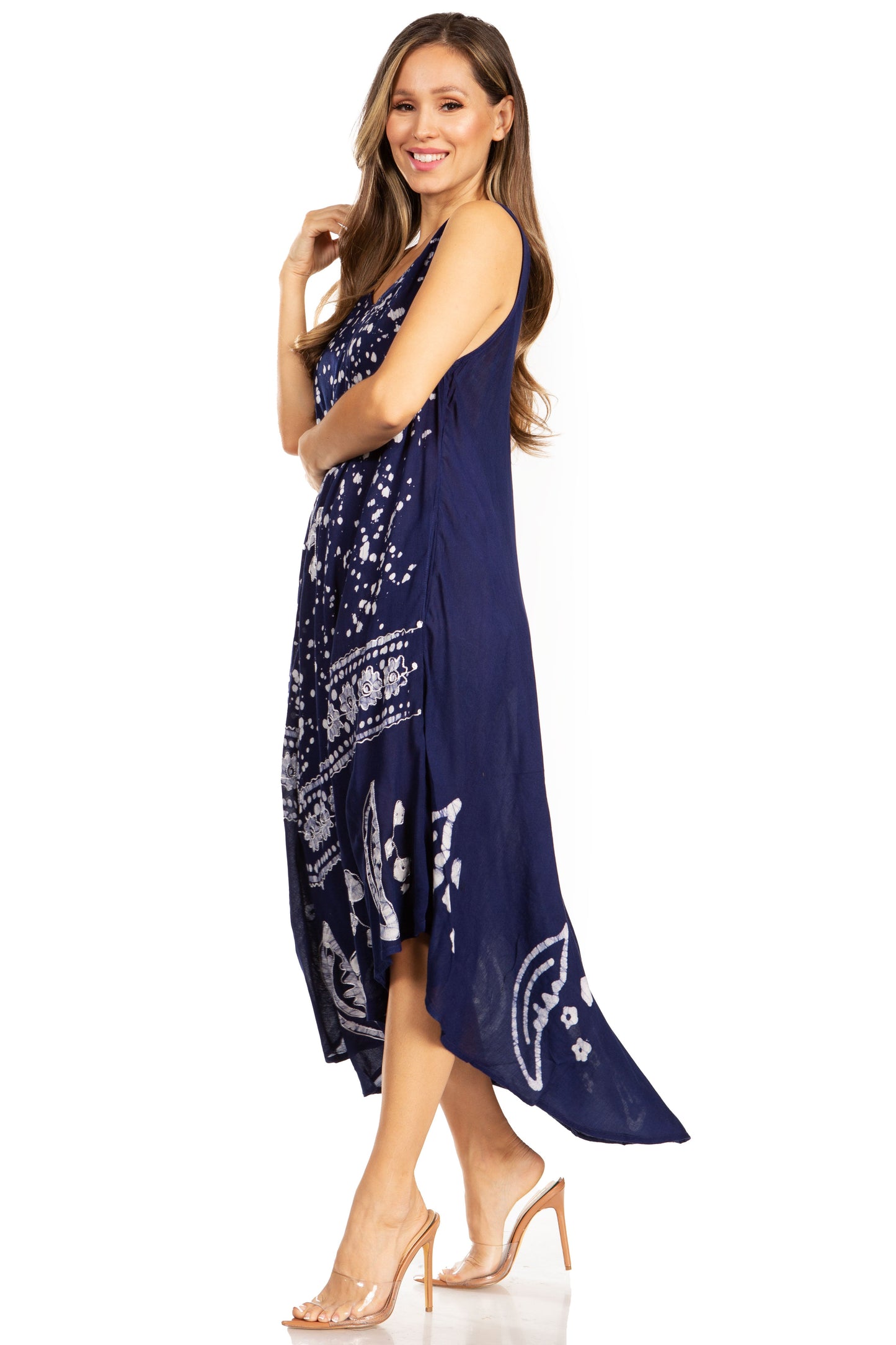 Sakkas Moon and Stars Batik Caftan Tank Dress / Cover Up - Concordia Style Boutique