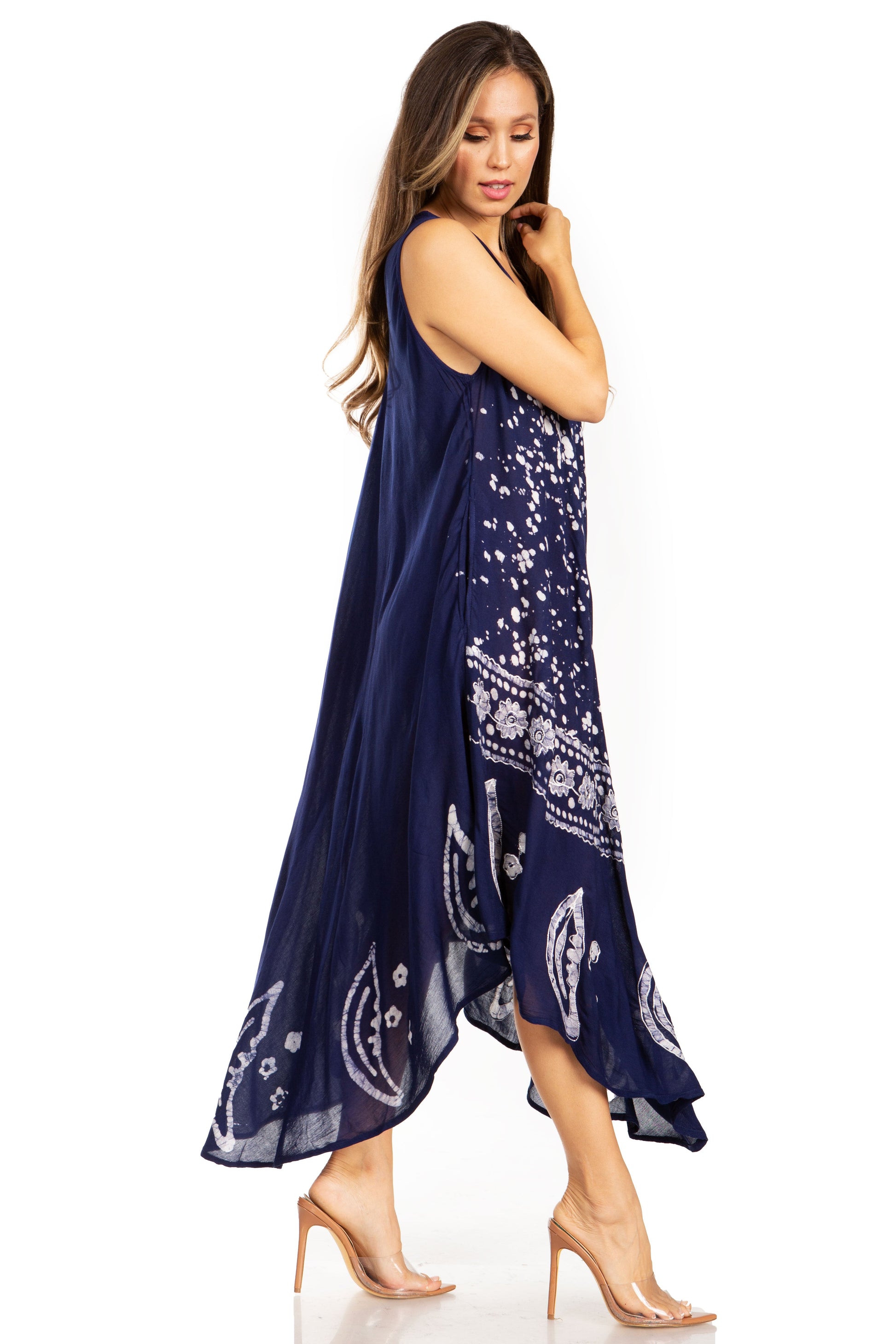Sakkas Moon and Stars Batik Caftan Tank Dress / Cover Up - Concordia Style Boutique