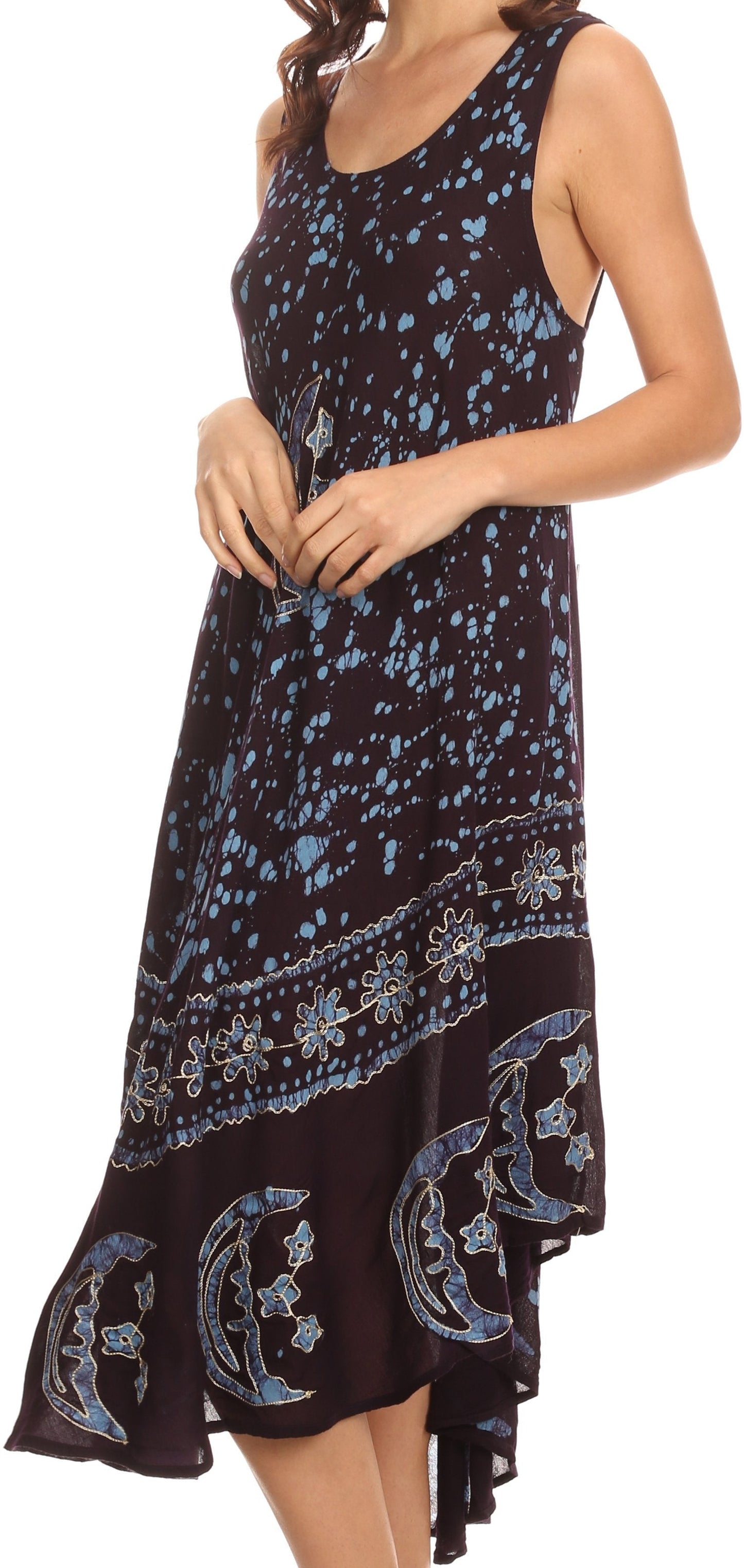 Sakkas Moon and Stars Batik Caftan Tank Dress / Cover Up - Concordia Style Boutique