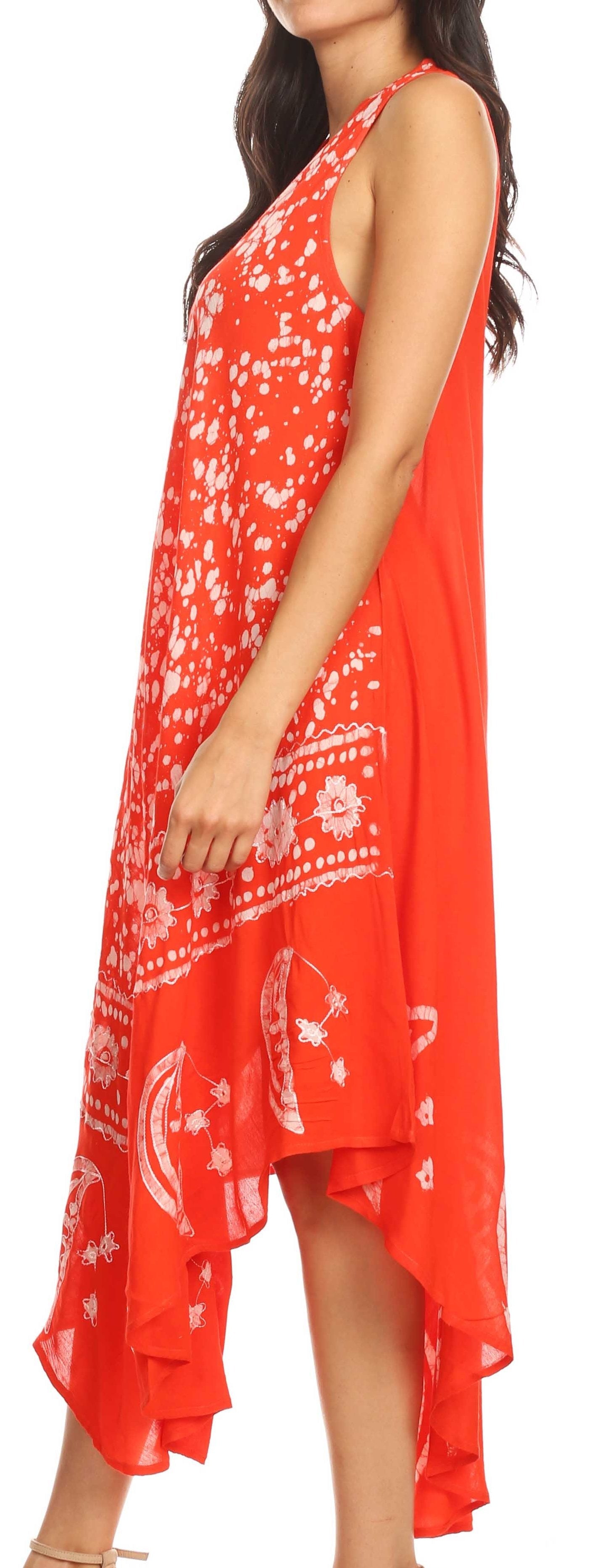 Sakkas Moon and Stars Batik Caftan Tank Dress / Cover Up - Concordia Style Boutique