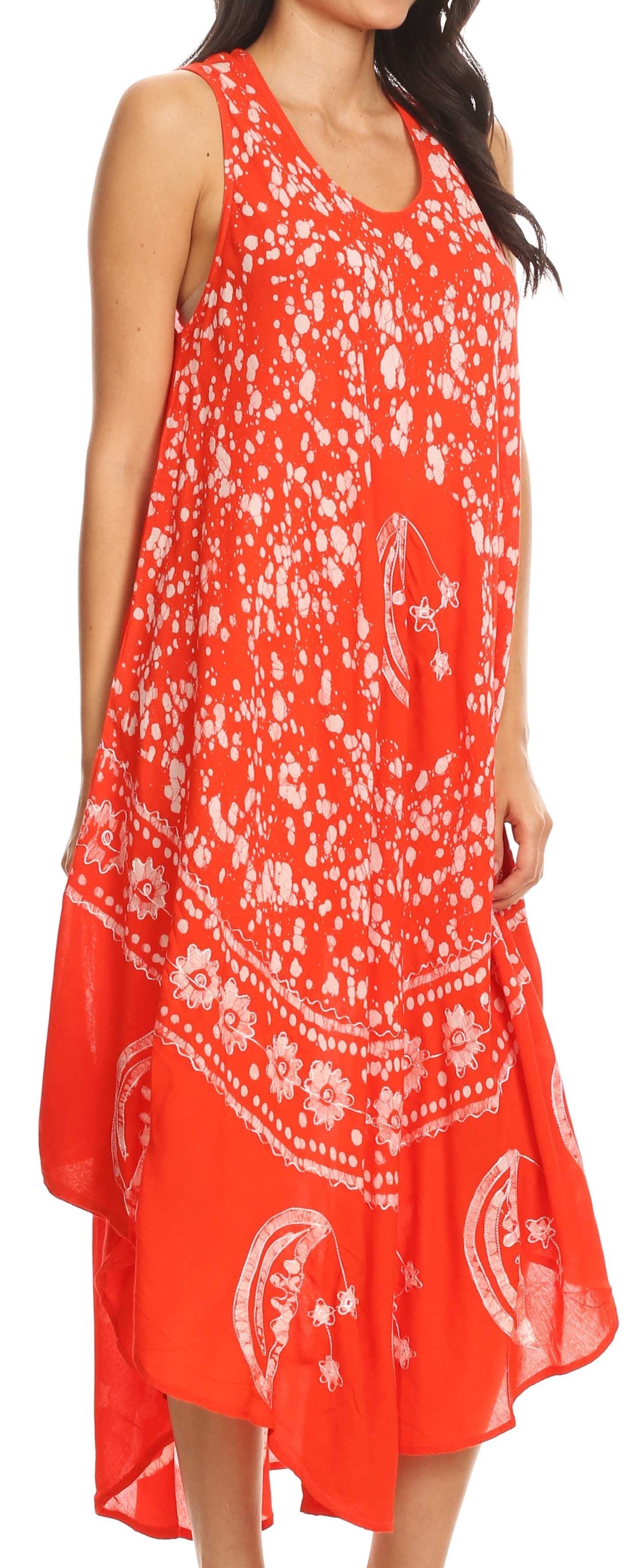 Sakkas Moon and Stars Batik Caftan Tank Dress / Cover Up - Concordia Style Boutique