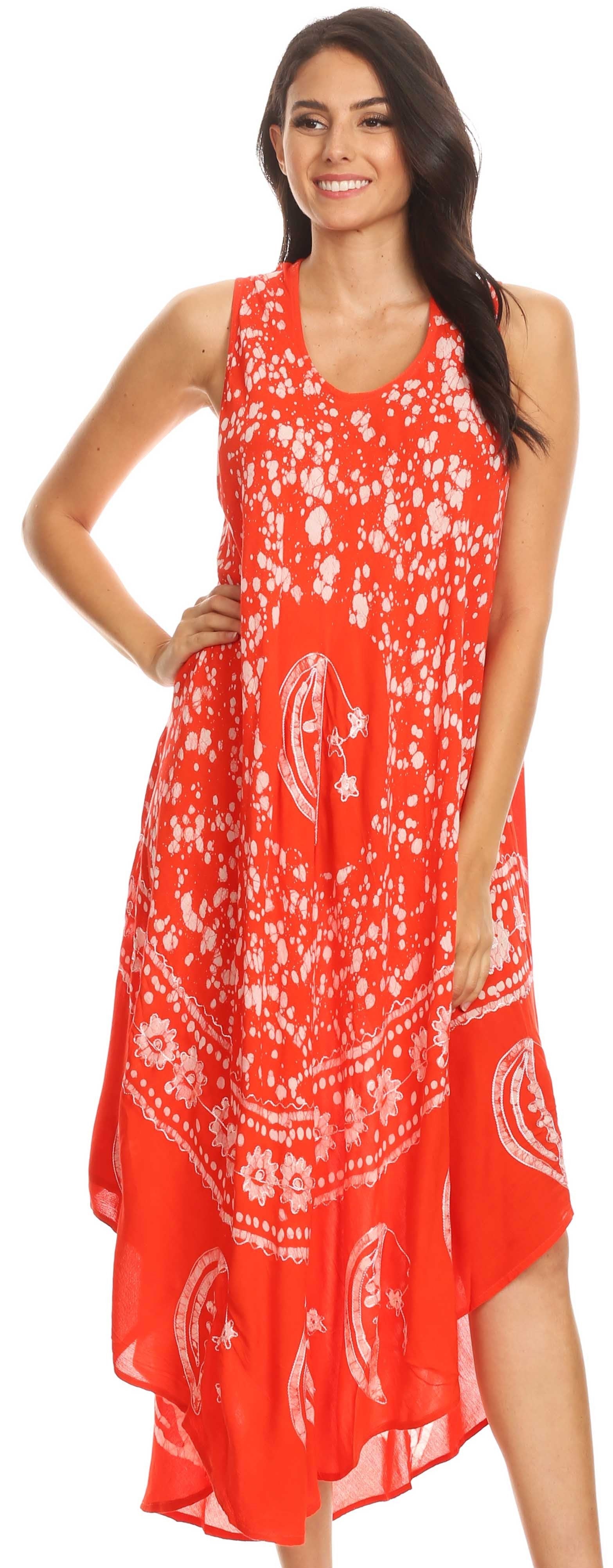 Sakkas Moon and Stars Batik Caftan Tank Dress / Cover Up - Concordia Style Boutique