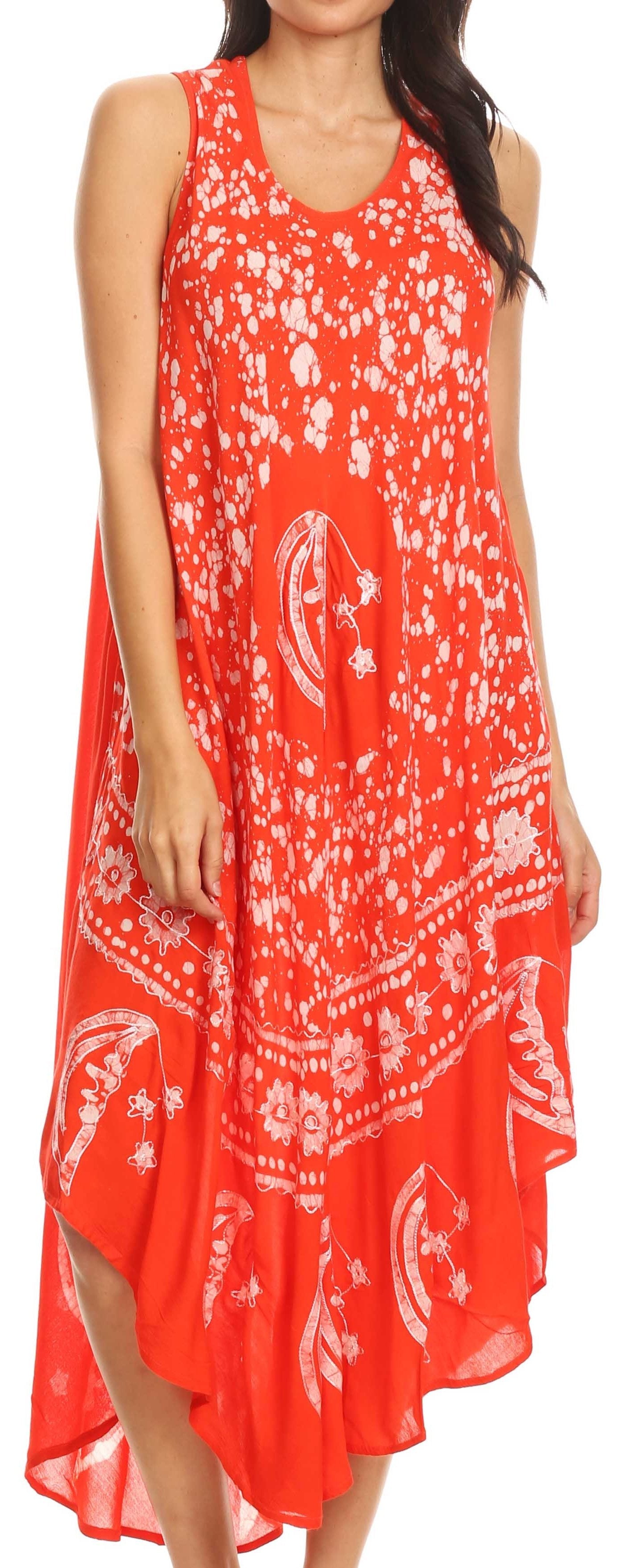 Sakkas Moon and Stars Batik Caftan Tank Dress / Cover Up - Concordia Style Boutique