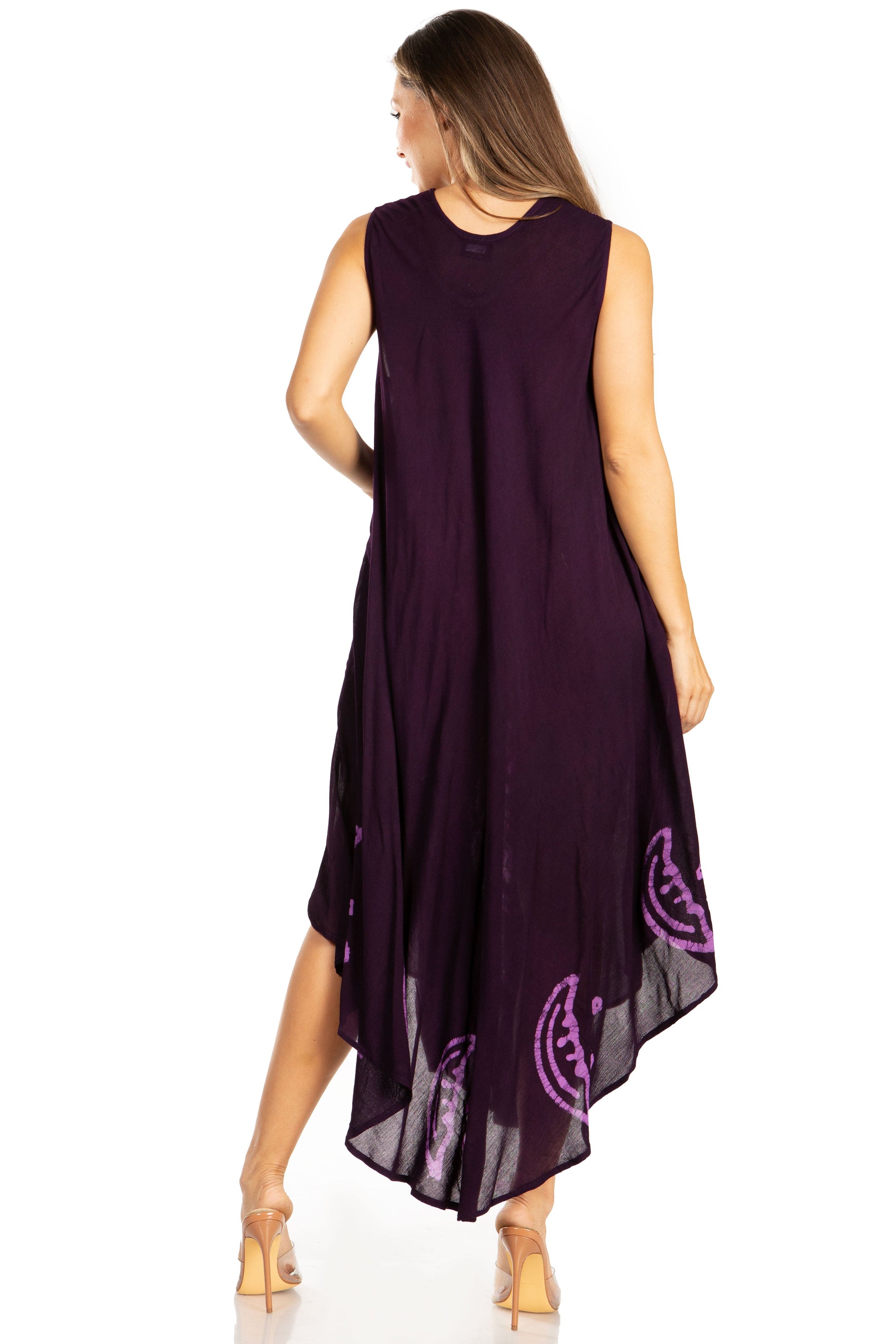 Sakkas Moon and Stars Batik Caftan Tank Dress / Cover Up - Concordia Style Boutique