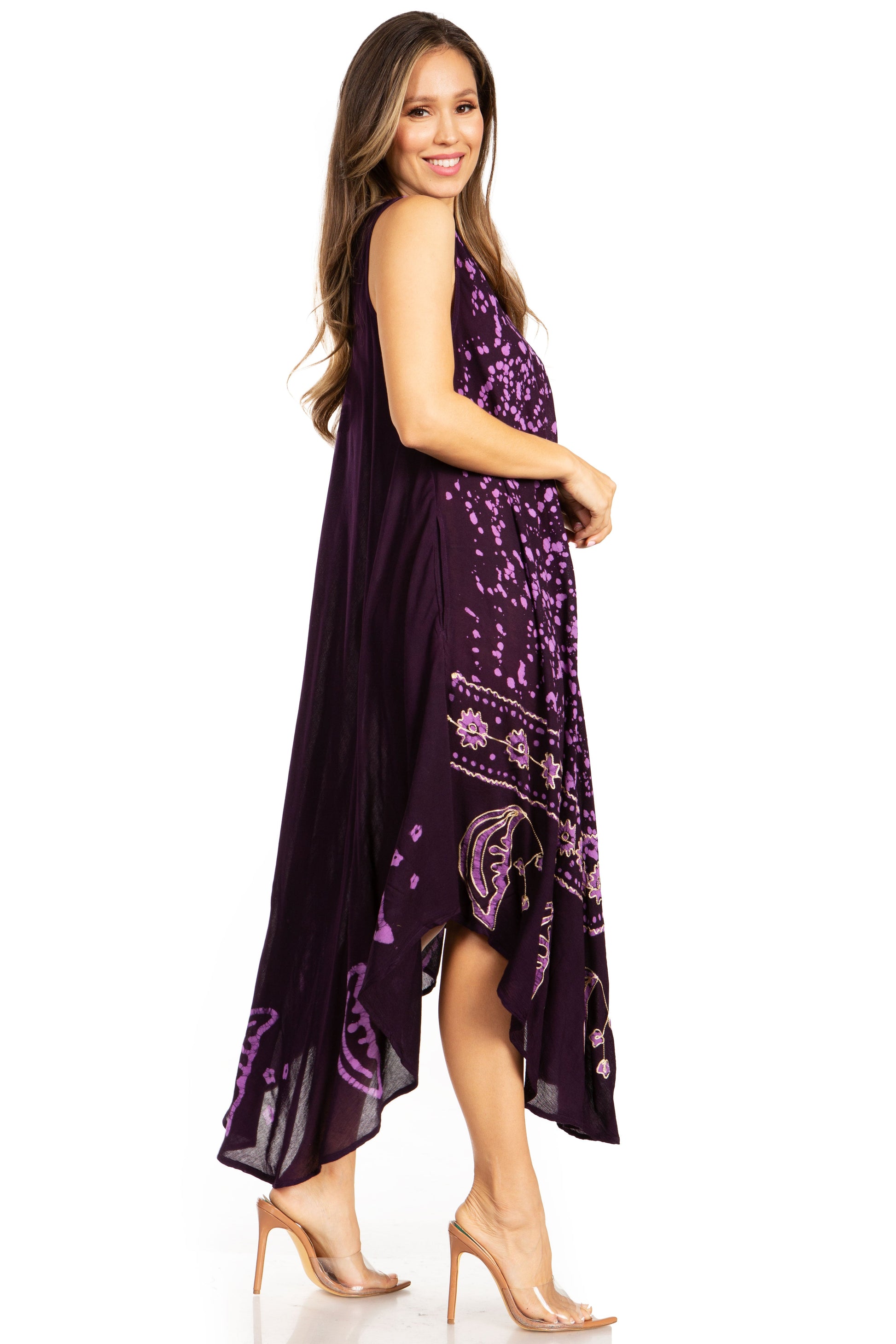 Sakkas Moon and Stars Batik Caftan Tank Dress / Cover Up - Concordia Style Boutique