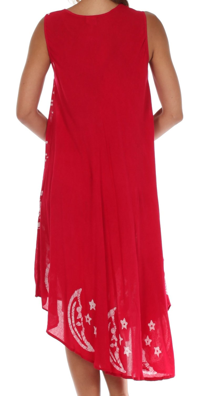 Sakkas Moon and Stars Batik Caftan Tank Dress / Cover Up - Concordia Style Boutique