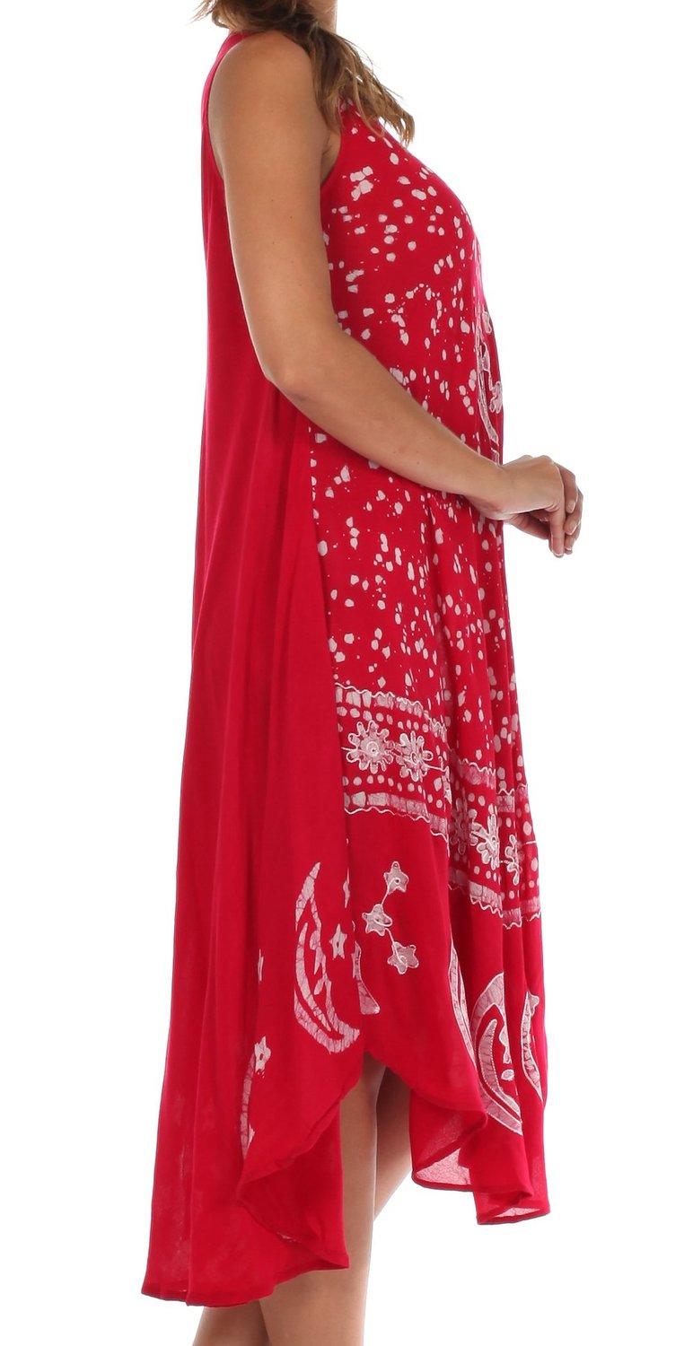 Sakkas Moon and Stars Batik Caftan Tank Dress / Cover Up - Concordia Style Boutique