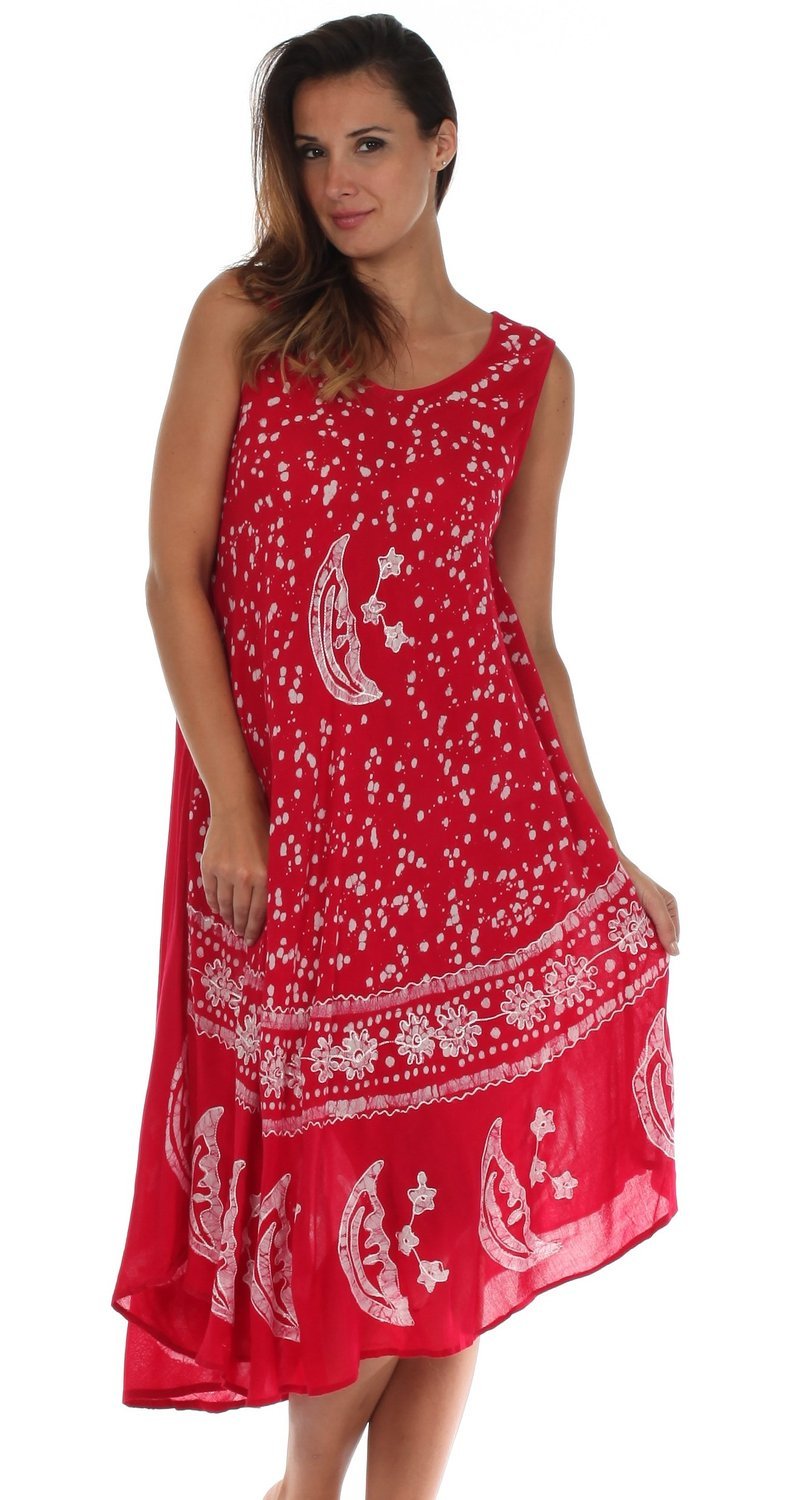 Sakkas Moon and Stars Batik Caftan Tank Dress / Cover Up - Concordia Style Boutique