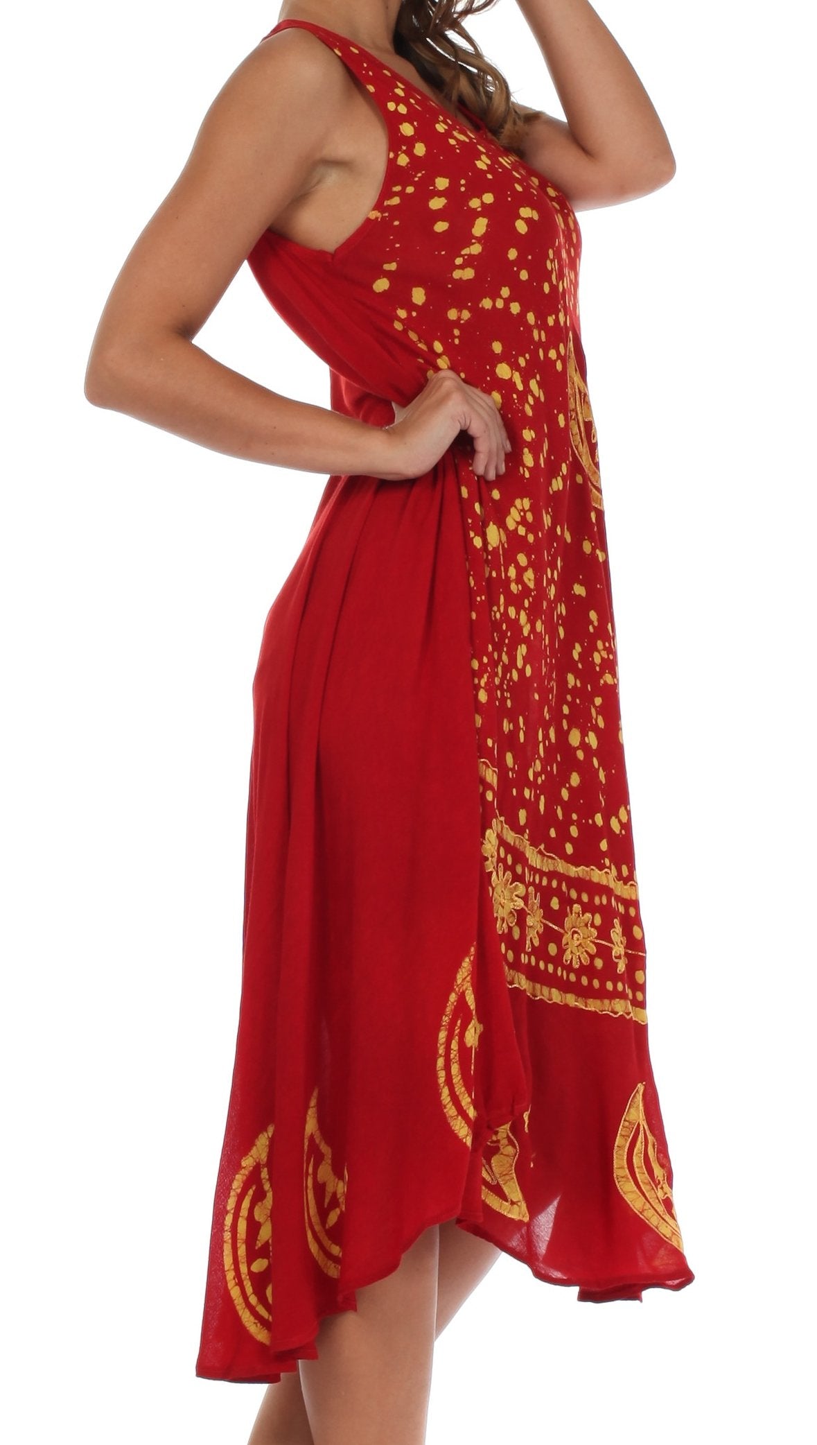 Sakkas Moon and Stars Batik Caftan Tank Dress / Cover Up - Concordia Style Boutique
