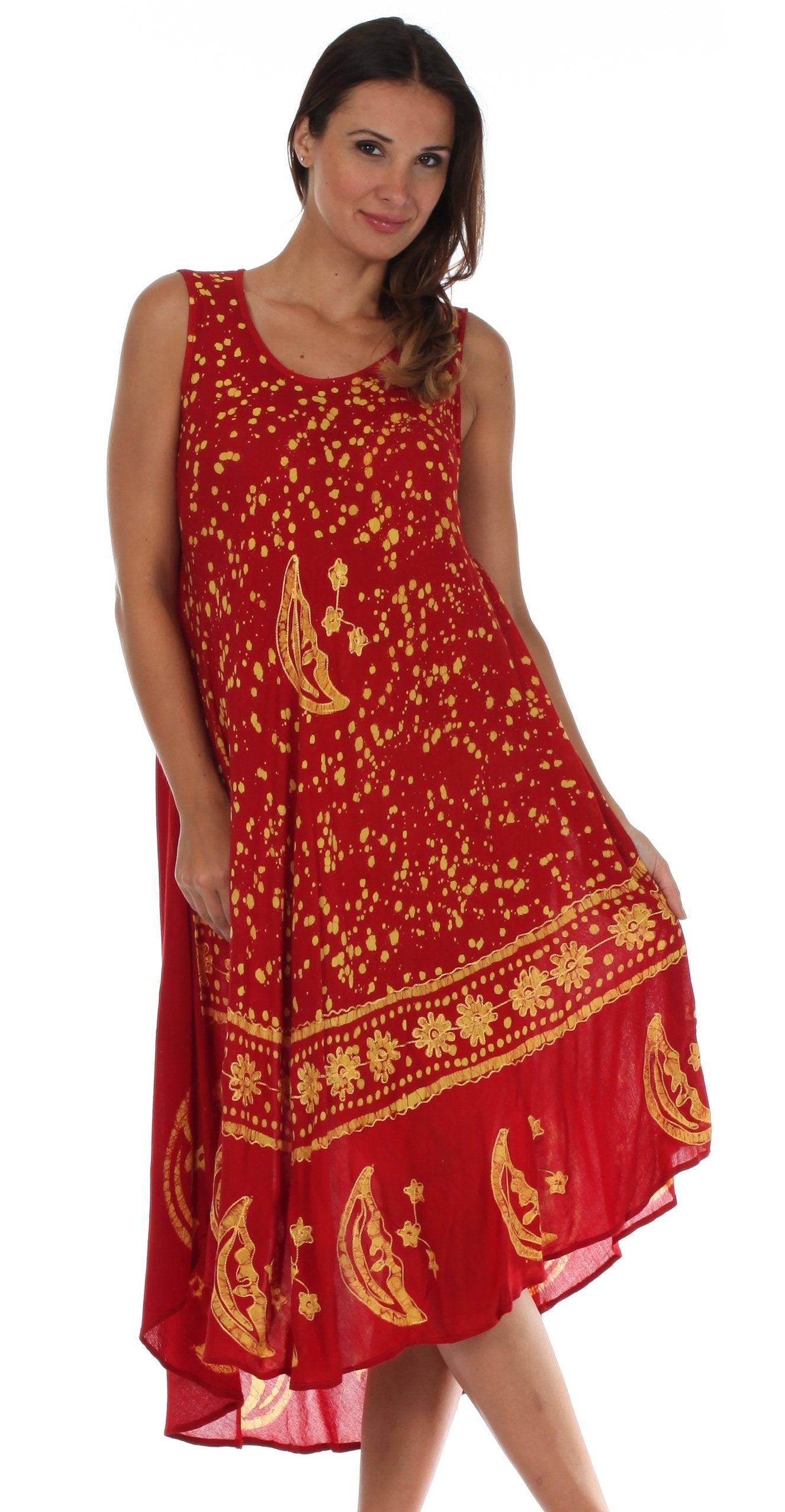 Sakkas Moon and Stars Batik Caftan Tank Dress / Cover Up - Concordia Style Boutique