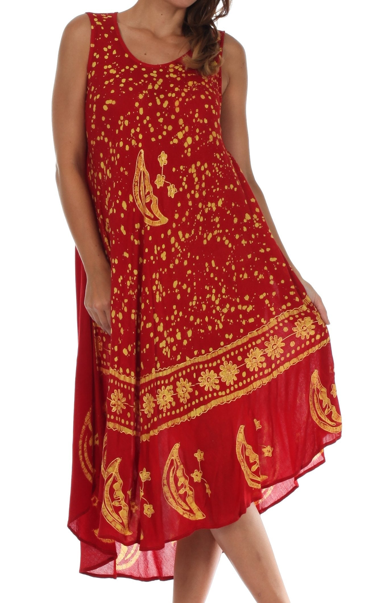 Sakkas Moon and Stars Batik Caftan Tank Dress / Cover Up - Concordia Style Boutique