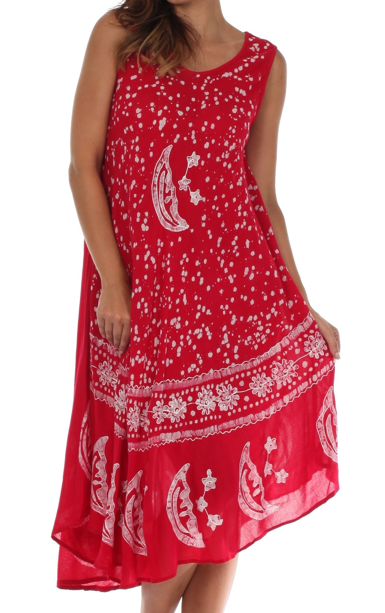 Sakkas Moon and Stars Batik Caftan Tank Dress / Cover Up - Concordia Style Boutique