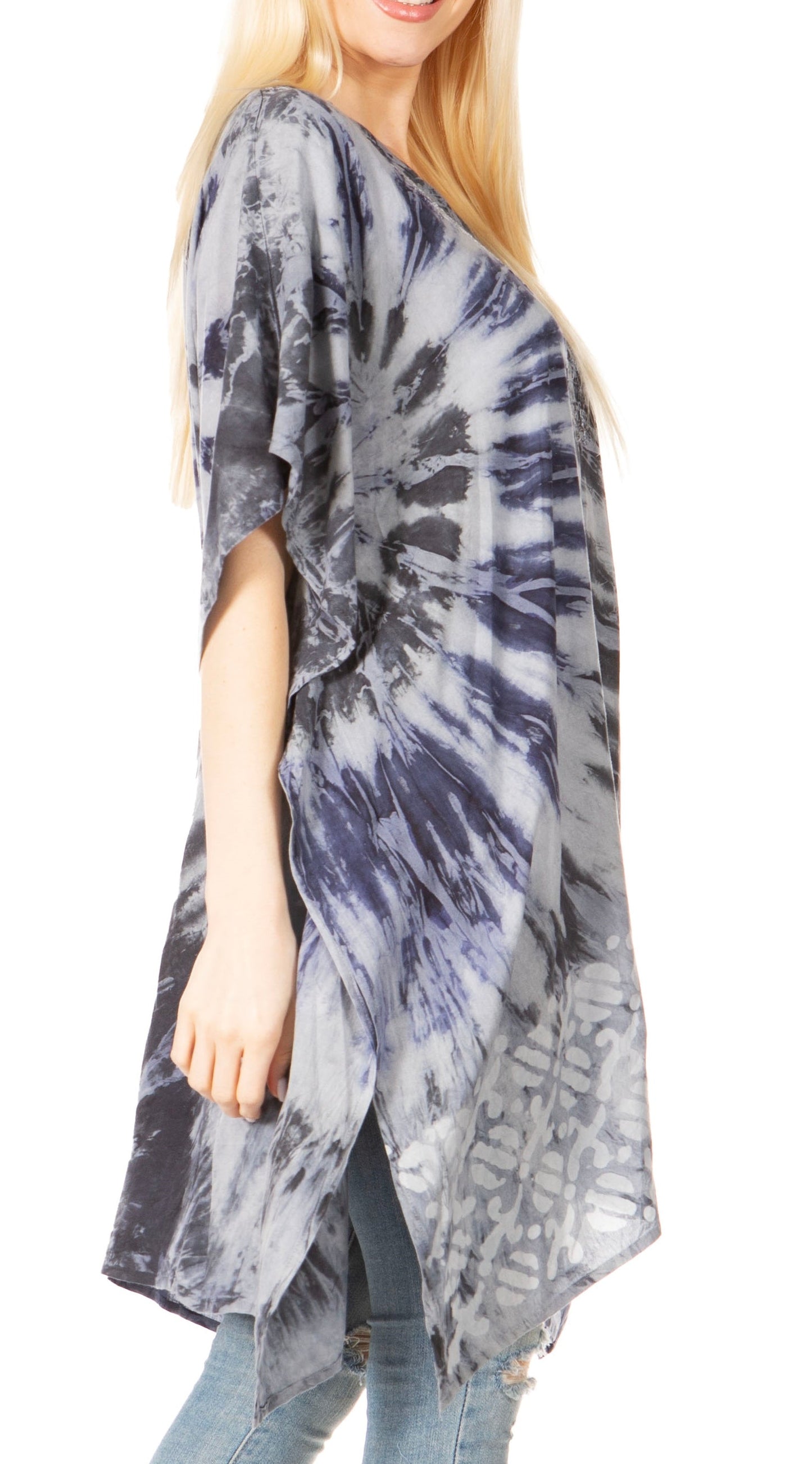 Sakkas Marcy Women's V-neck Caftan Top Tunic Dress - Perfect for Summer Boho Style & Swinging Coverup - Concordia Style Boutique