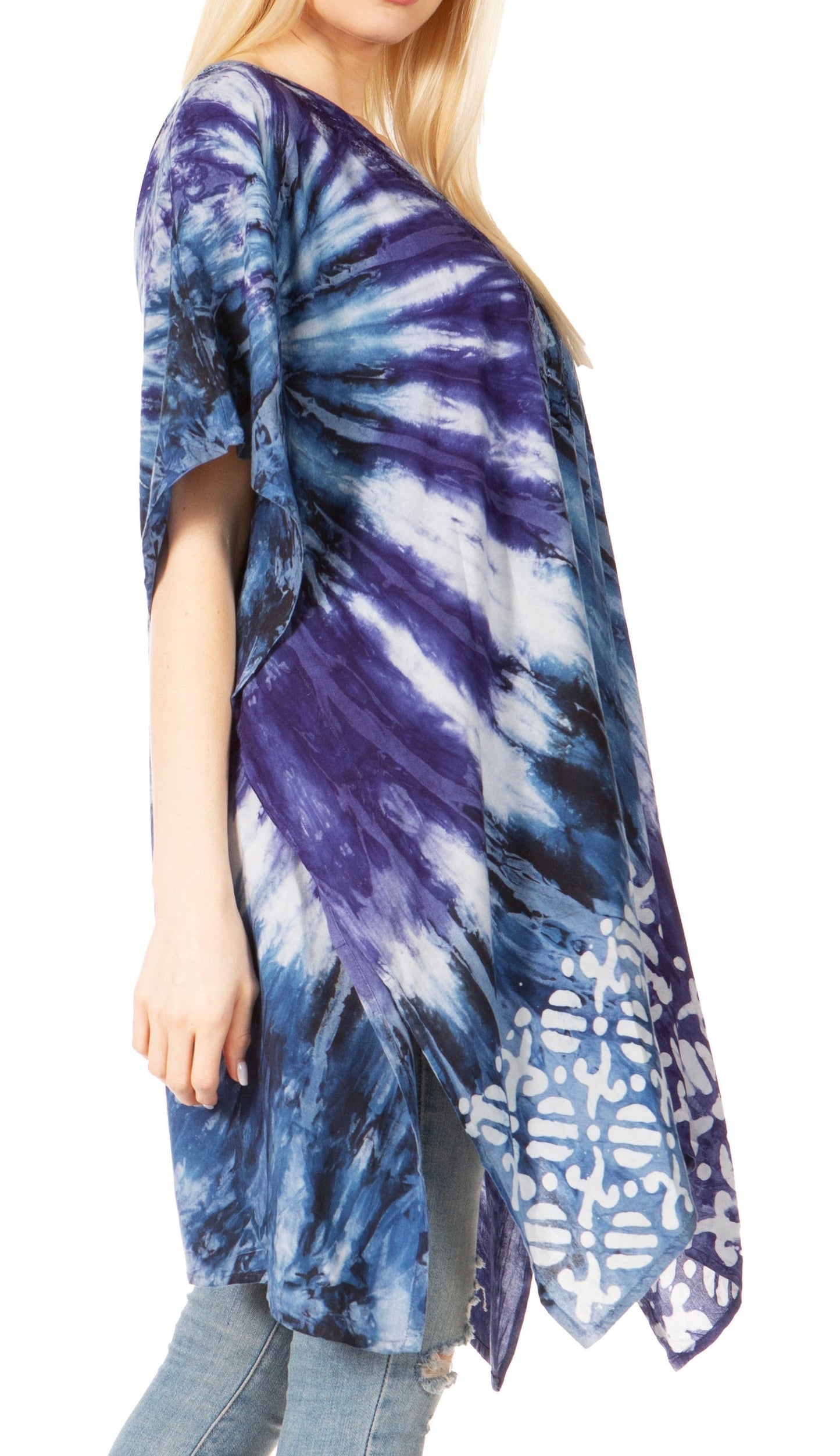 Sakkas Marcy Women's V-neck Caftan Top Tunic Dress - Perfect for Summer Boho Style & Swinging Coverup - Concordia Style Boutique