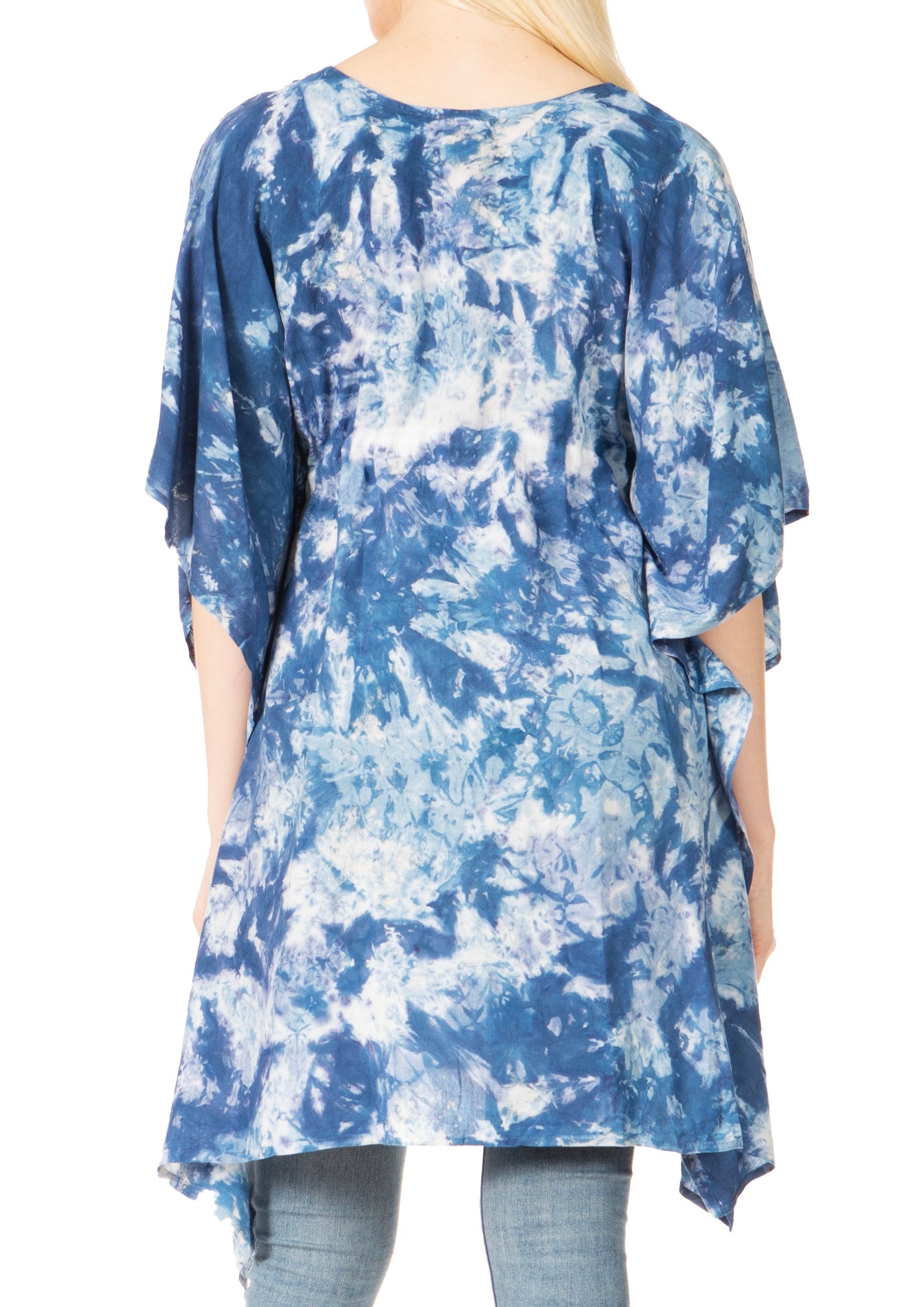 Sakkas Marcy Women's V-neck Caftan Top Tunic Dress - Perfect for Summer Boho Style & Swinging Coverup - Concordia Style Boutique