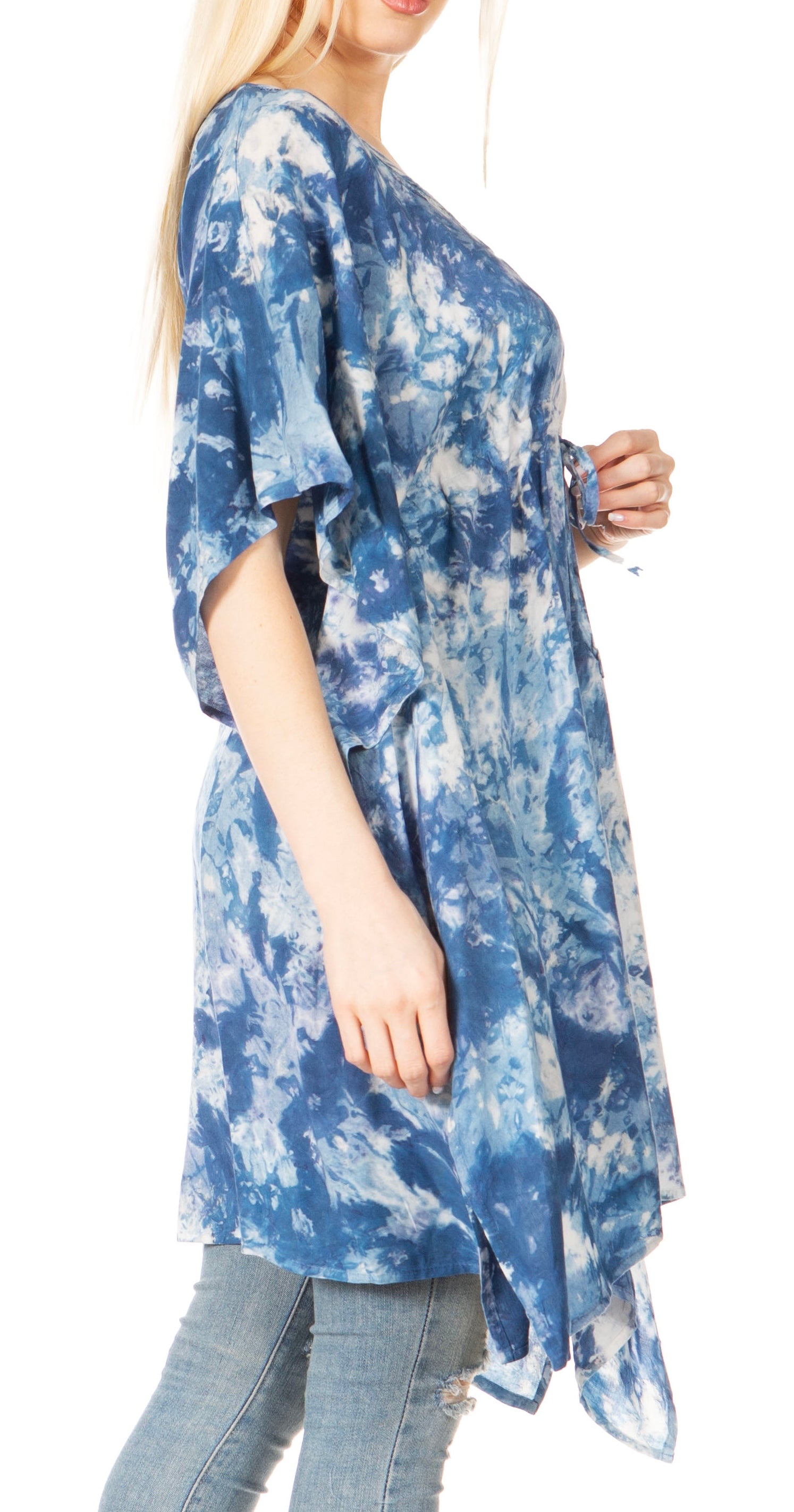 Sakkas Marcy Women's V-neck Caftan Top Tunic Dress - Perfect for Summer Boho Style & Swinging Coverup - Concordia Style Boutique