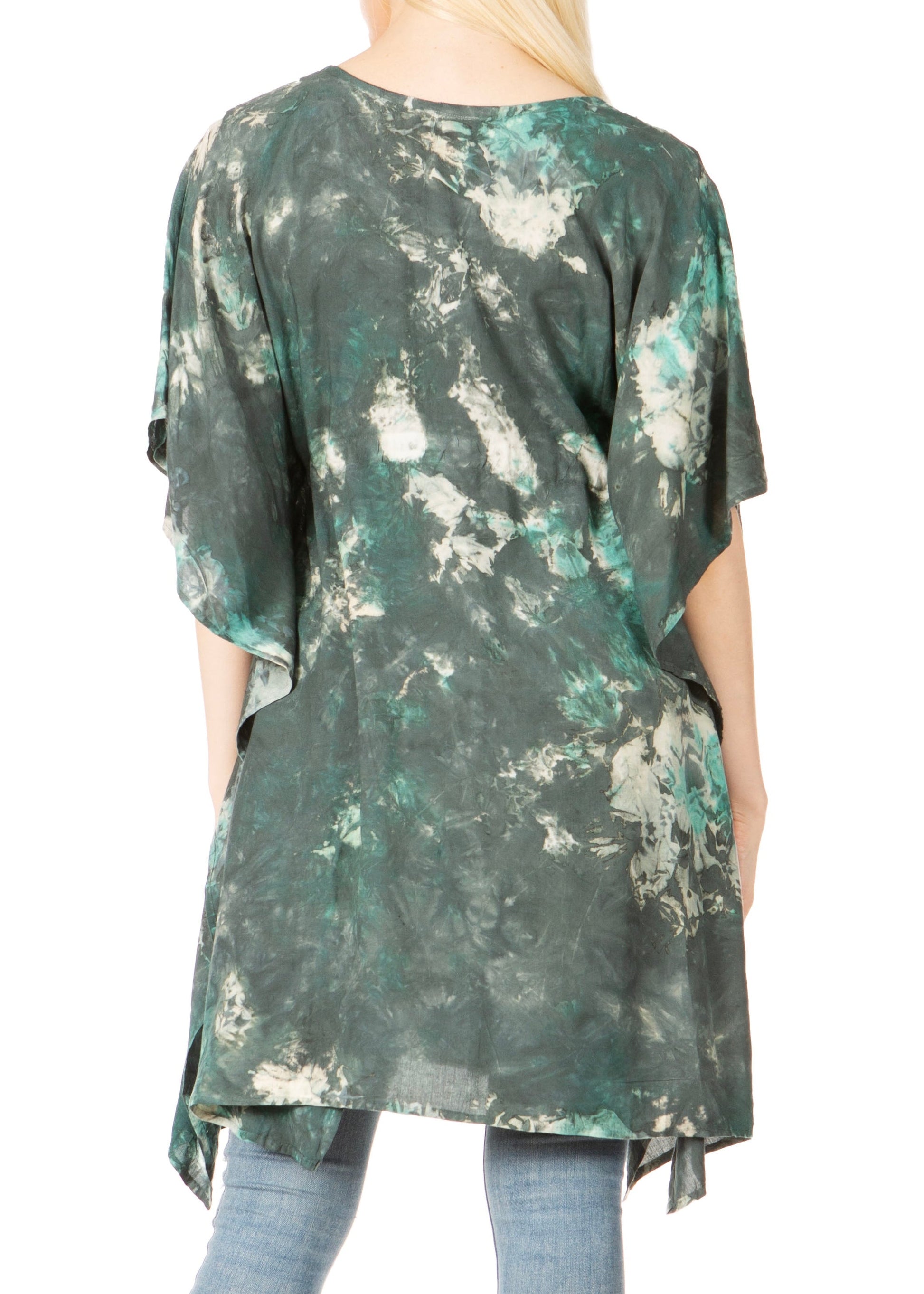 Sakkas Marcy Women's V-neck Caftan Top Tunic Dress - Perfect for Summer Boho Style & Swinging Coverup - Concordia Style Boutique