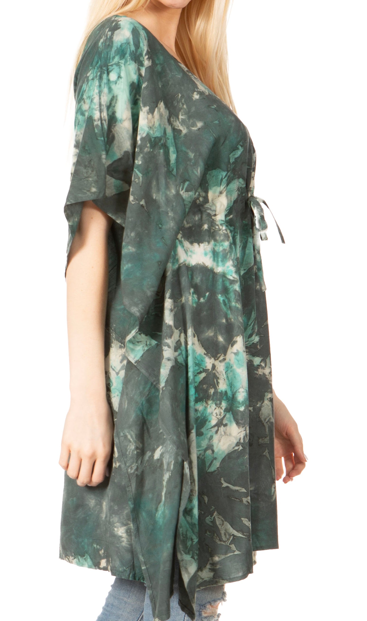 Sakkas Marcy Women's V-neck Caftan Top Tunic Dress - Perfect for Summer Boho Style & Swinging Coverup - Concordia Style Boutique